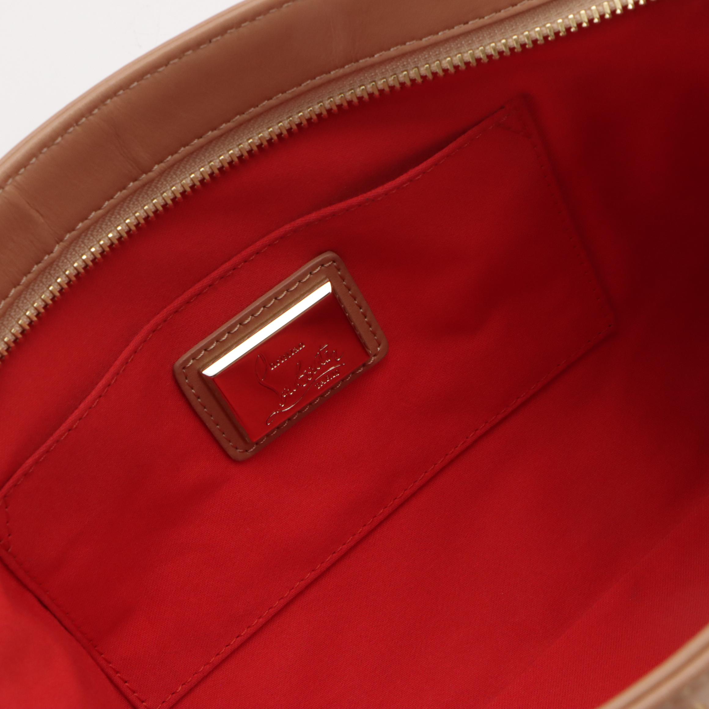 Christian Louboutin Studded Leather Loubiposh Chain Clutch Crossbody in Nude