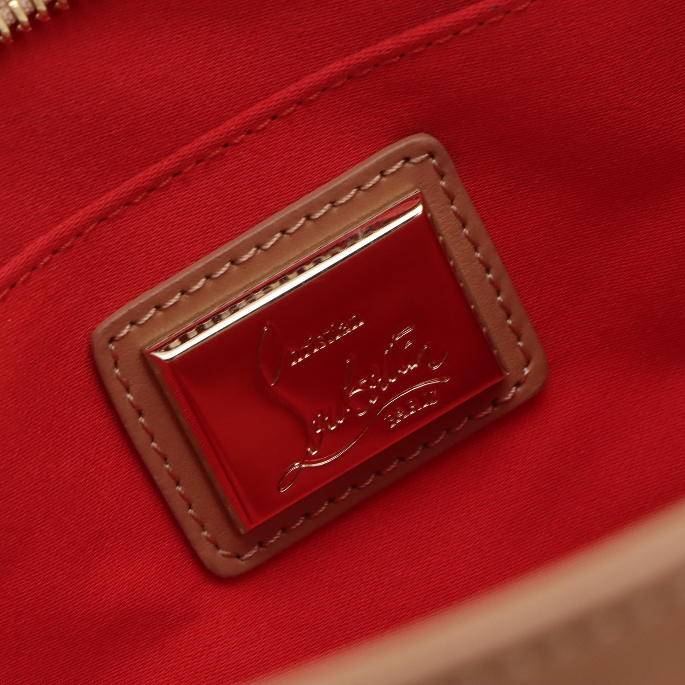 Christian Louboutin Studded Leather Loubiposh Chain Clutch Crossbody in Nude