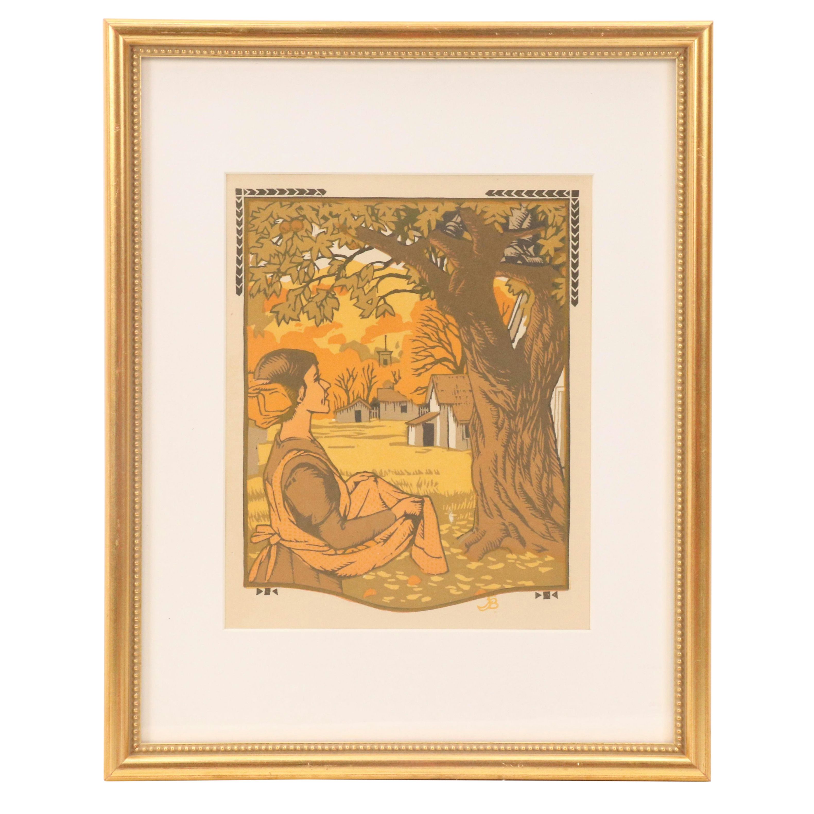 Gustave Baumann Woodcut "October" from "All the Year Round," 1912