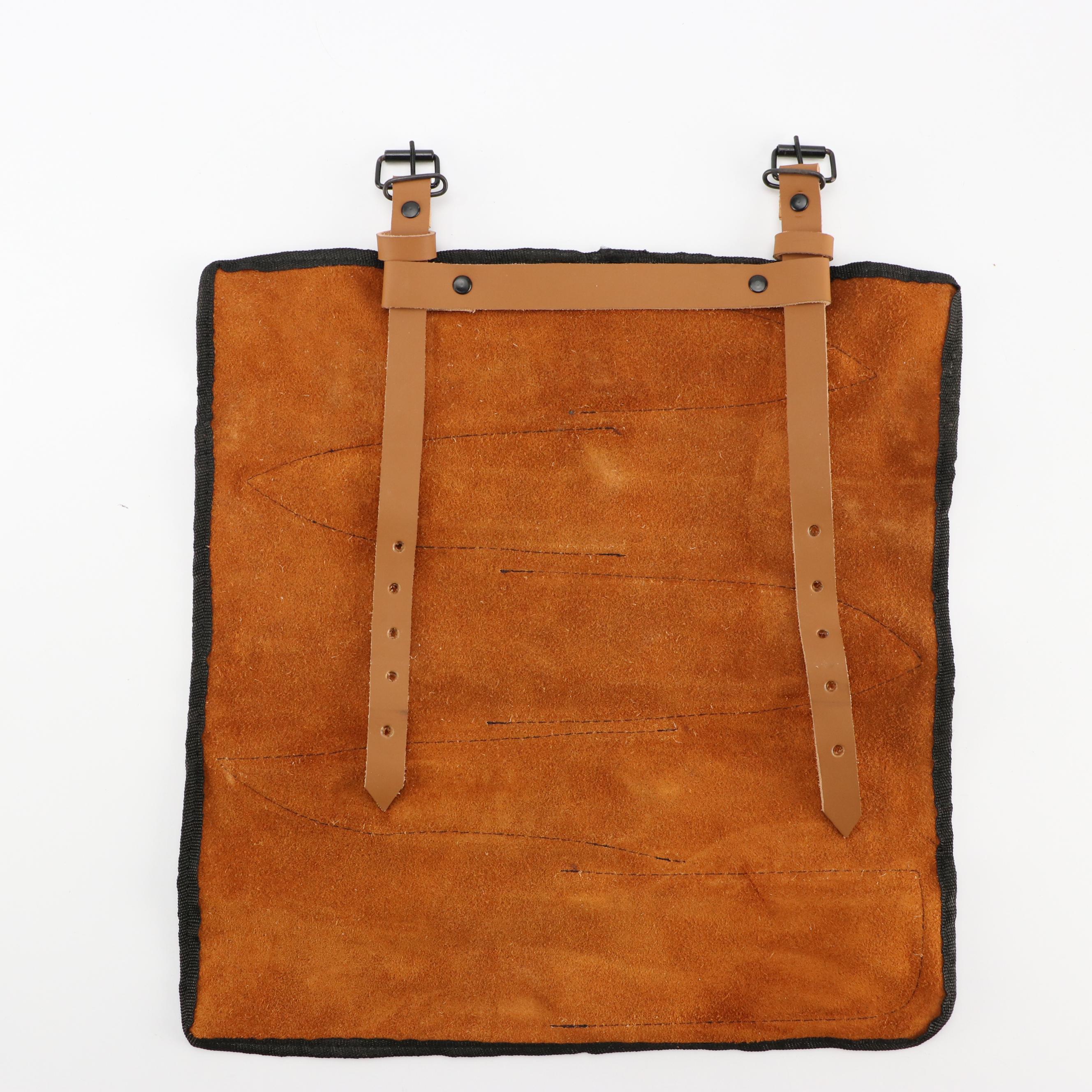 Black Metal and Wooden Handled Chef's Knife Set in Suede Leather Scabbard