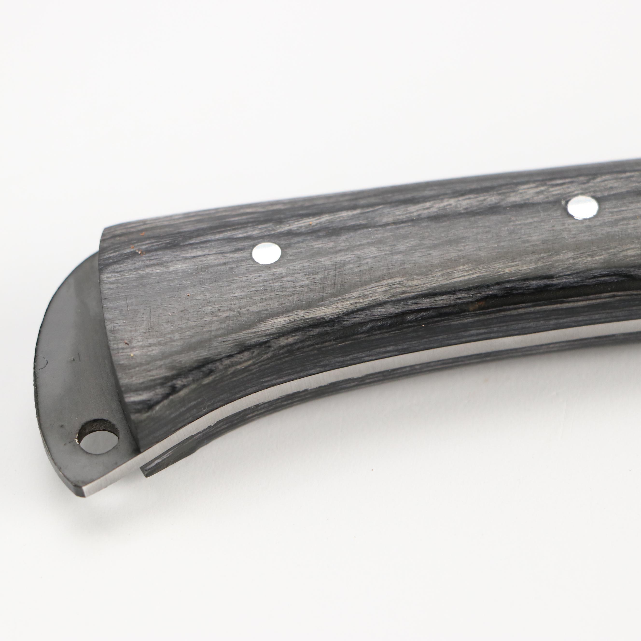 Black Metal and Wooden Handled Chef's Knife Set in Suede Leather Scabbard