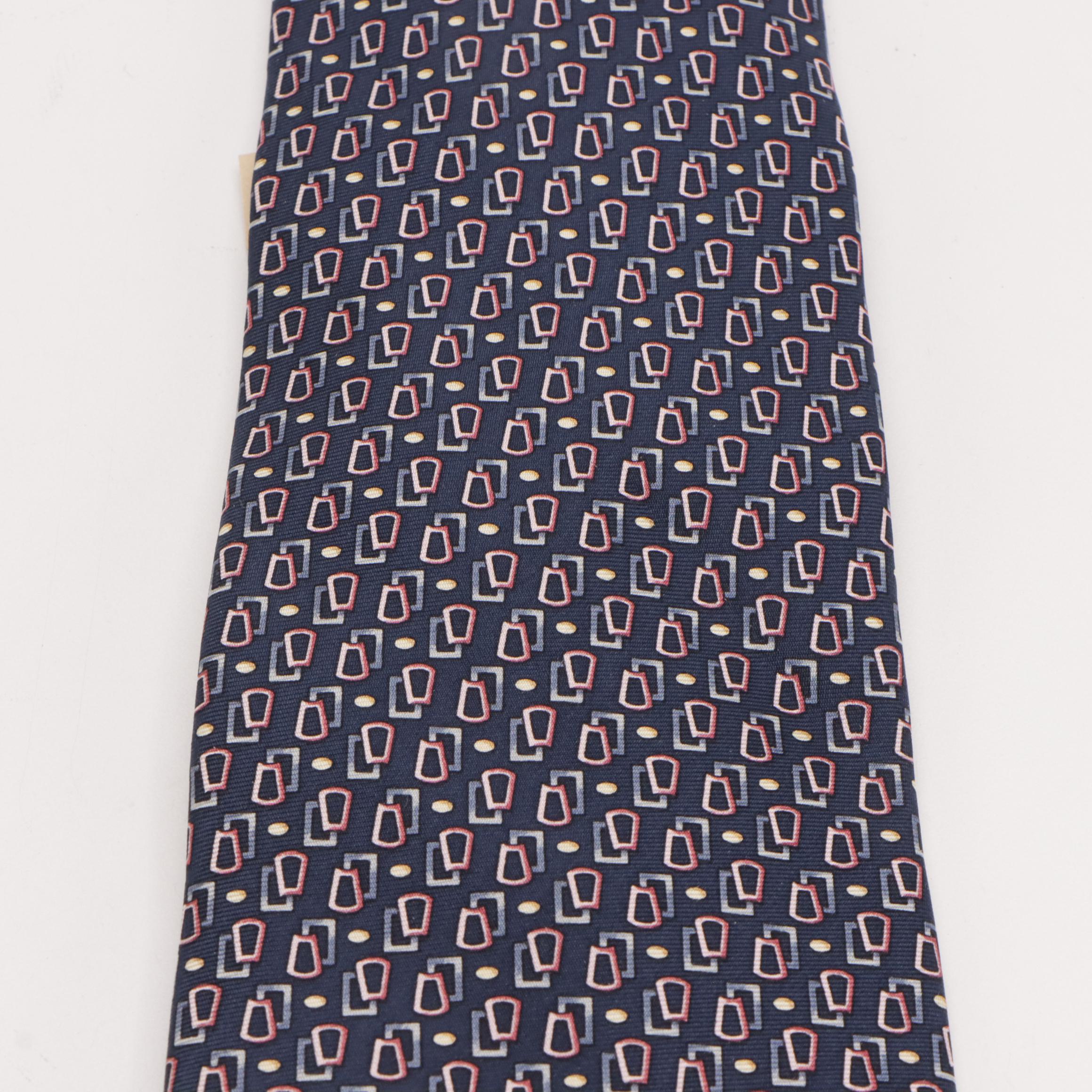 Balmain Geometric Print Silk Necktie