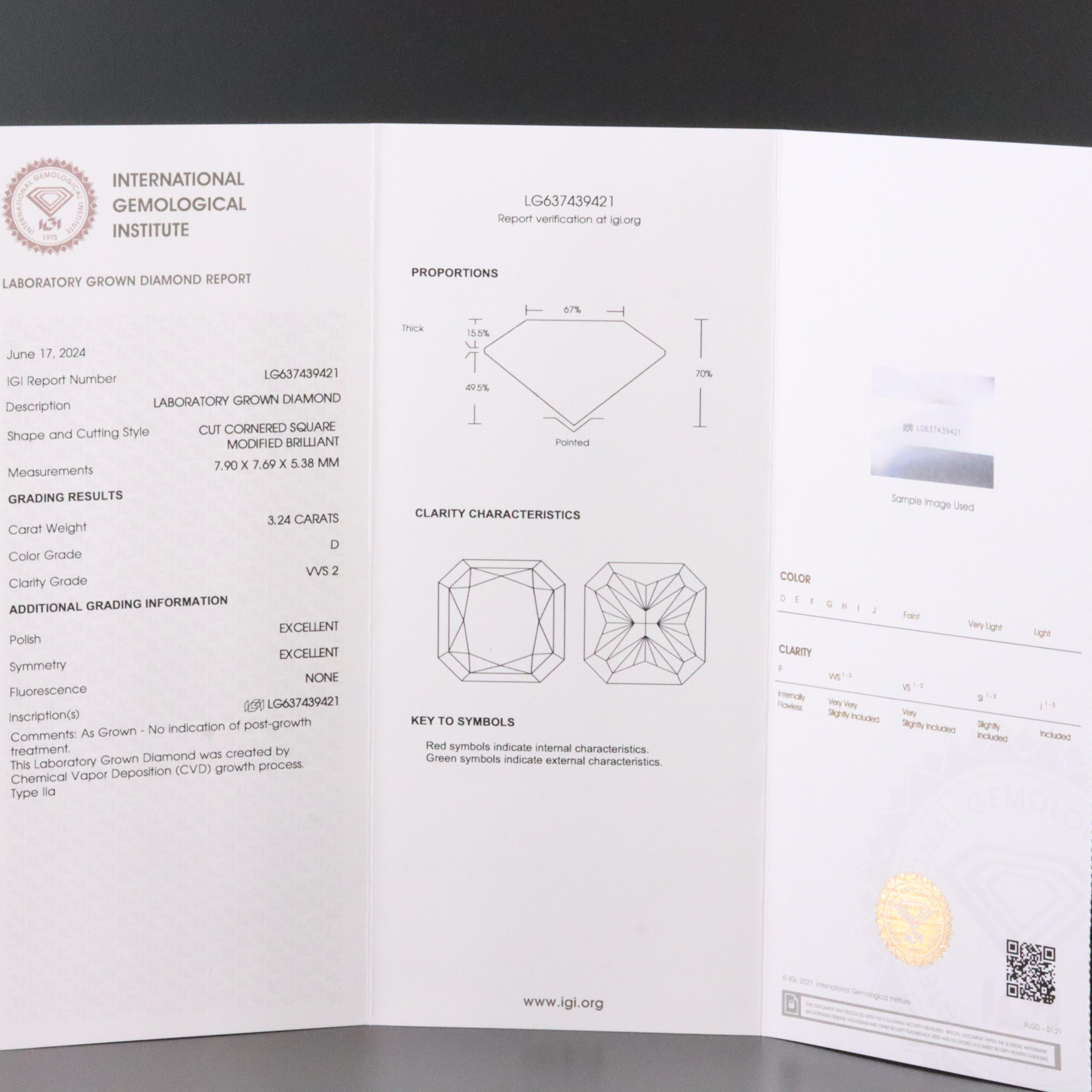 14K 3.71 CTW Lab Grown Diamond Ring with IGI Report