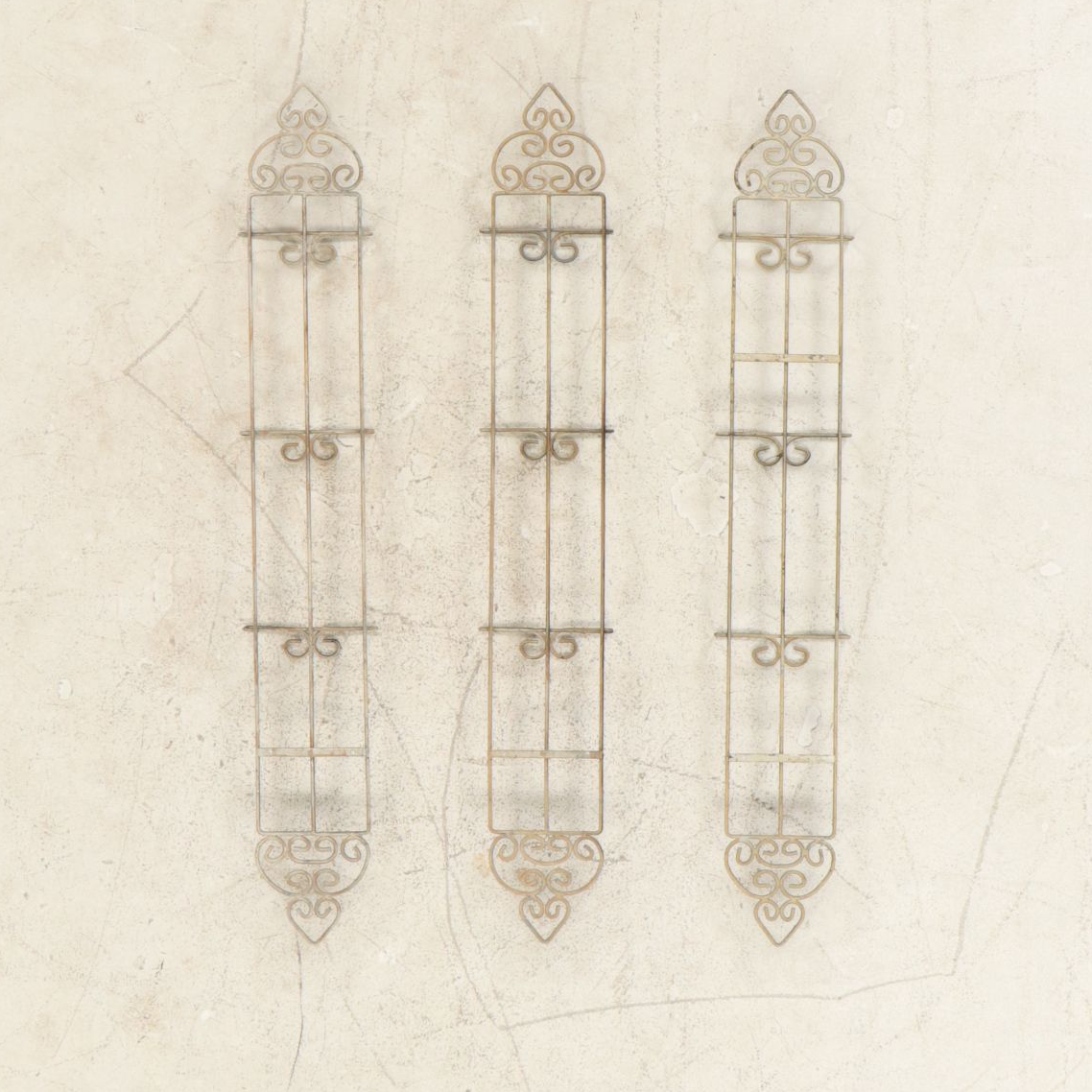 Three Wrought Iron Plate Display Racks