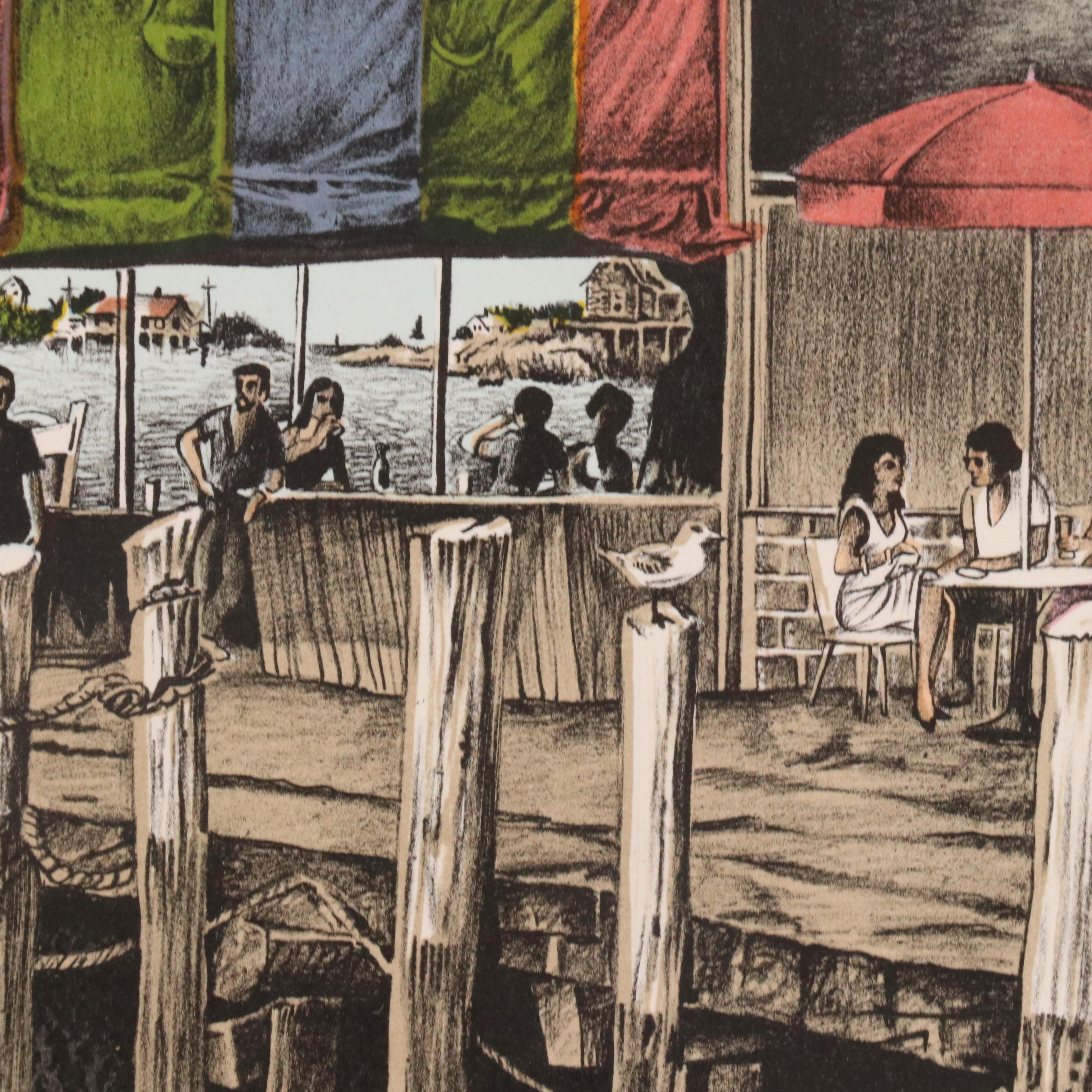 Mark Stevens Harbor Scene Lithograph "Fisherman's Wharf"