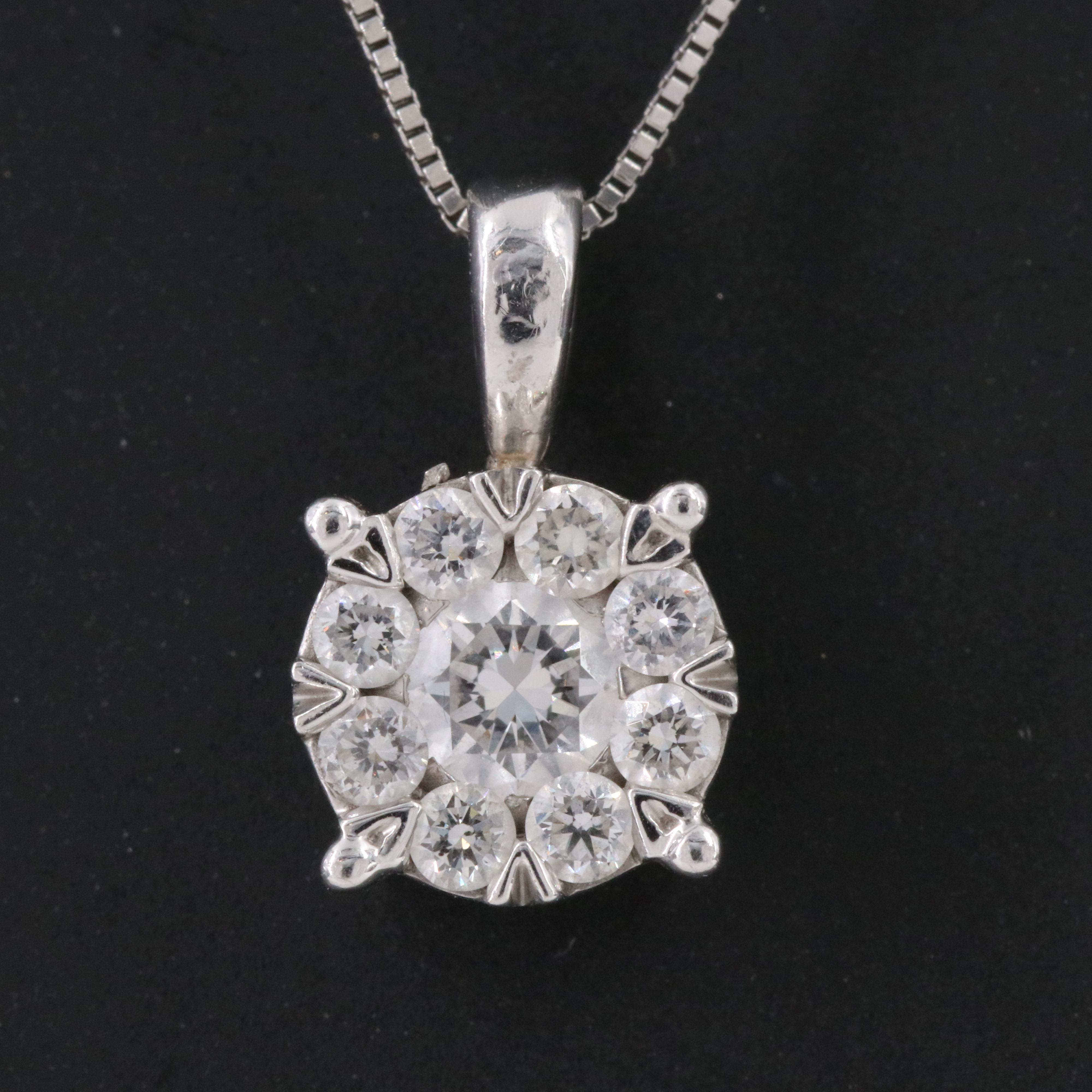 14K 0.56 CTW Lab Grown Diamond Pendant with 10K Bail on 14K Box Chain Necklace