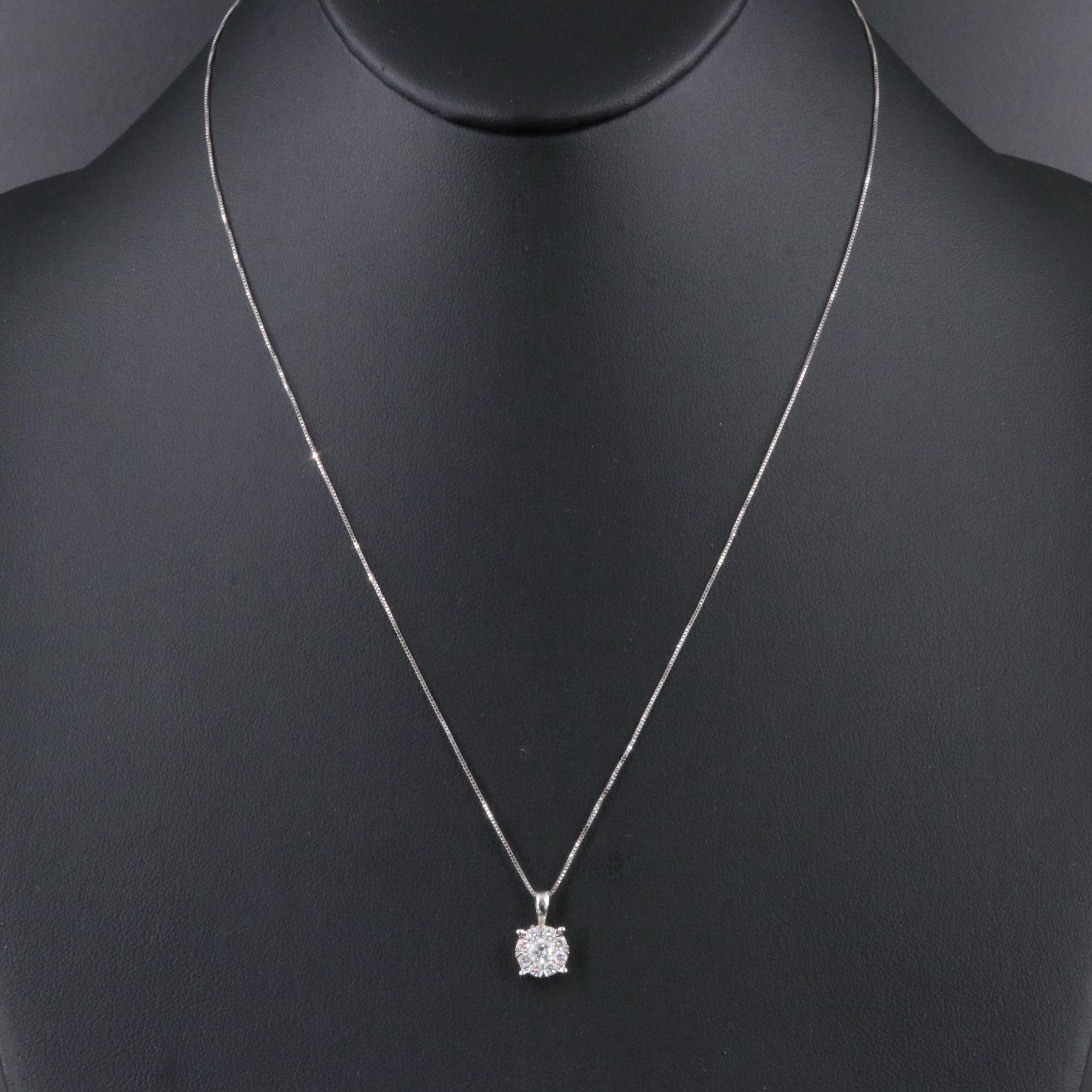 14K 0.56 CTW Lab Grown Diamond Pendant with 10K Bail on 14K Box Chain Necklace