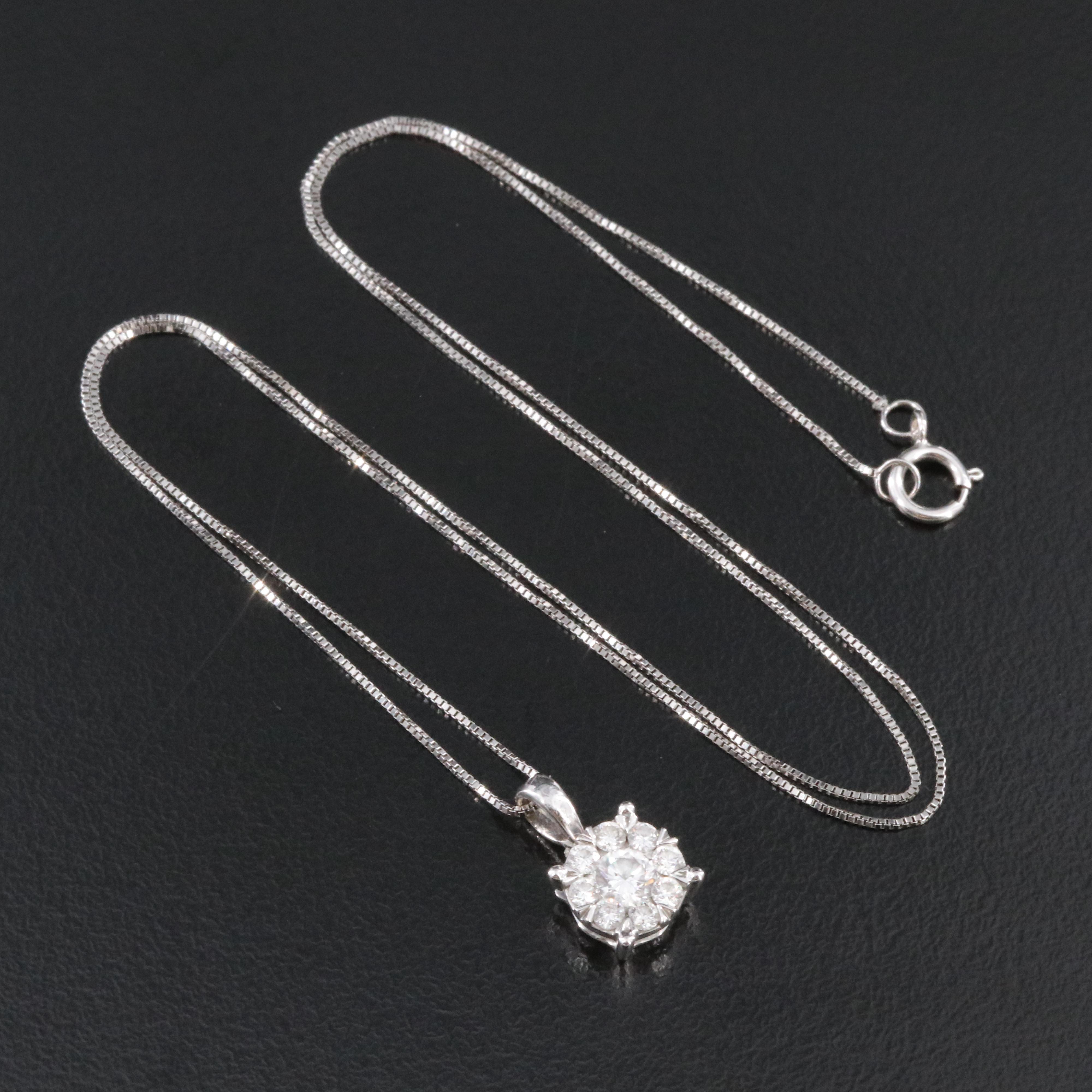 14K 0.56 CTW Lab Grown Diamond Pendant with 10K Bail on 14K Box Chain Necklace