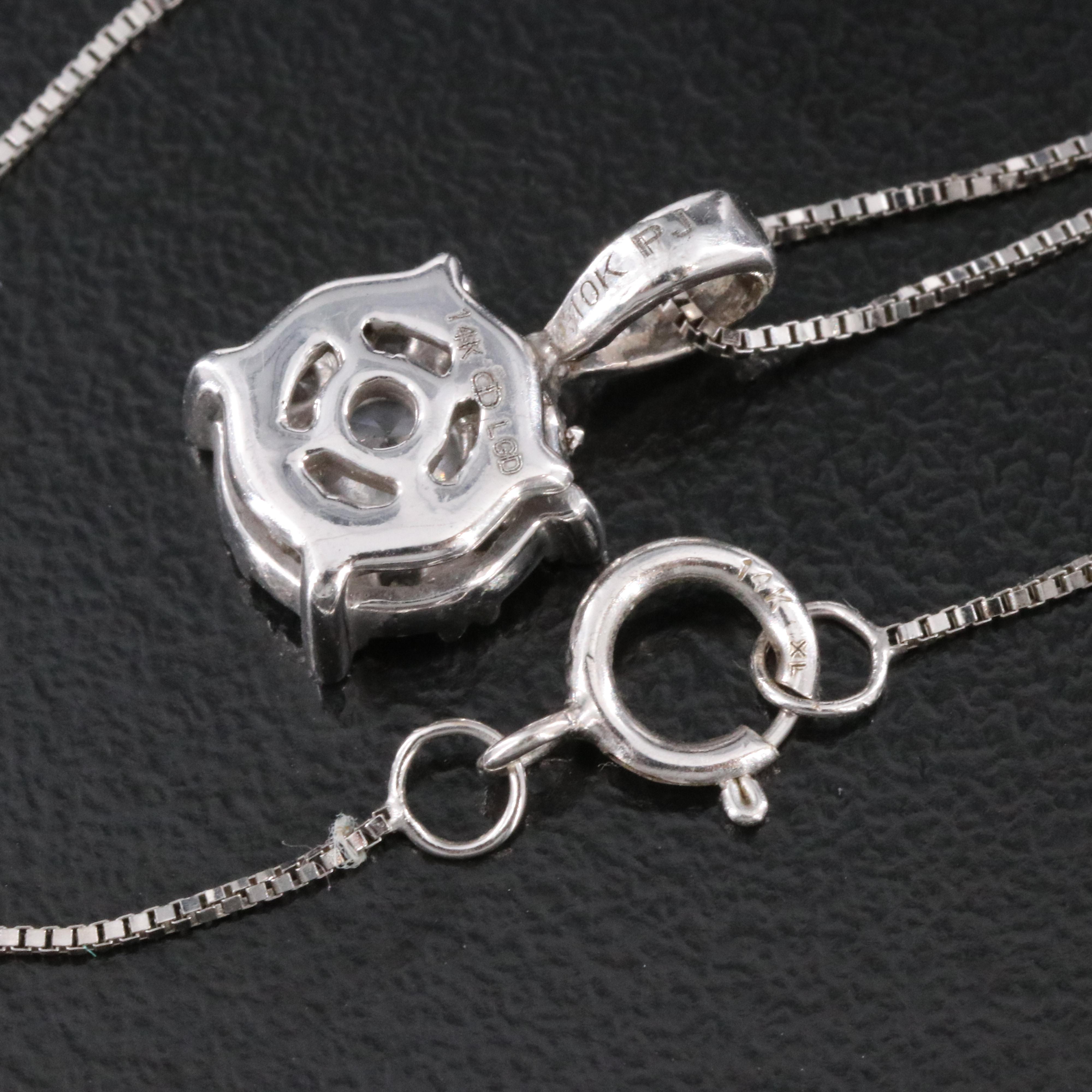 14K 0.56 CTW Lab Grown Diamond Pendant with 10K Bail on 14K Box Chain Necklace