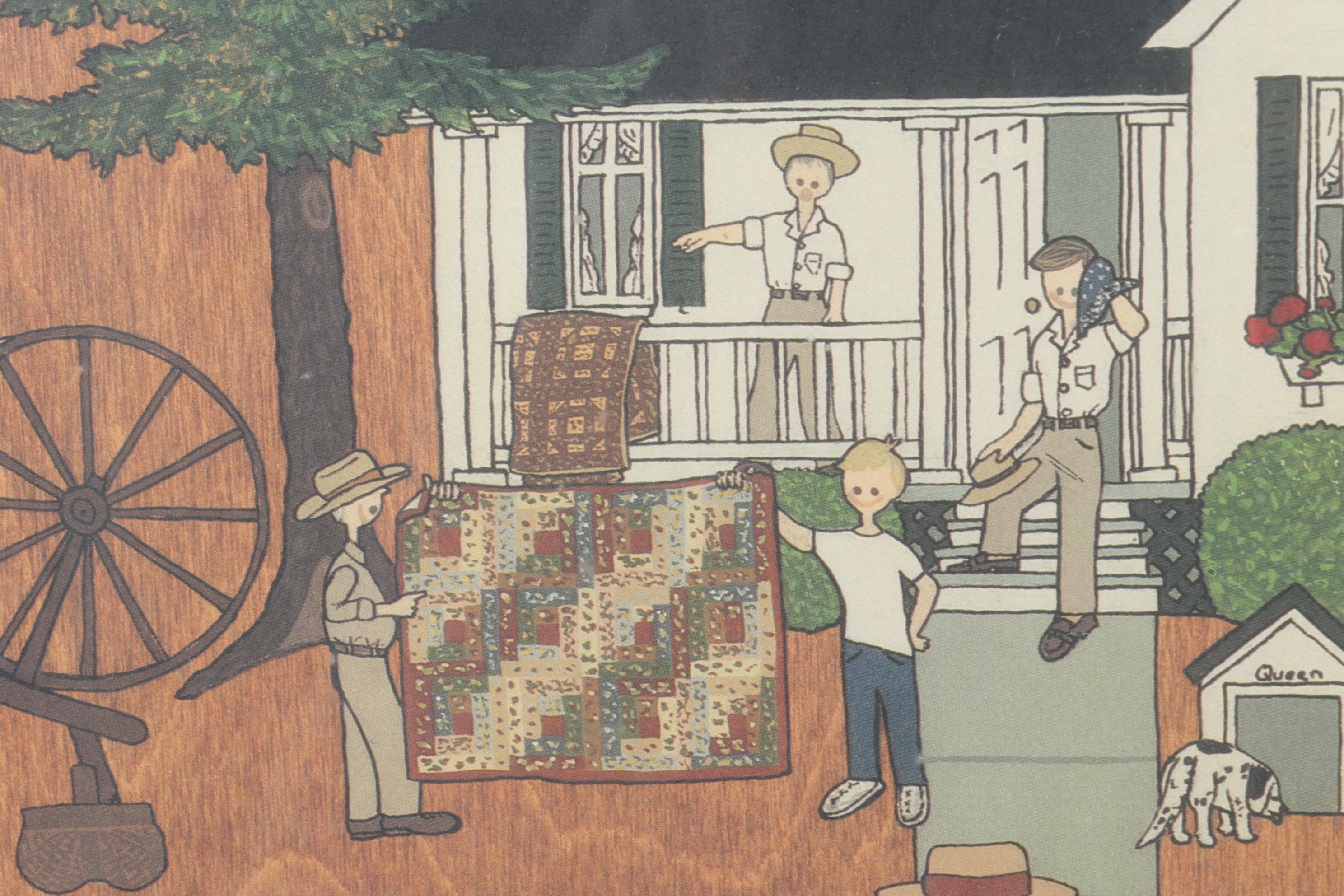 Barbour Lee "Country Auction" Offset Lithograph, 1984