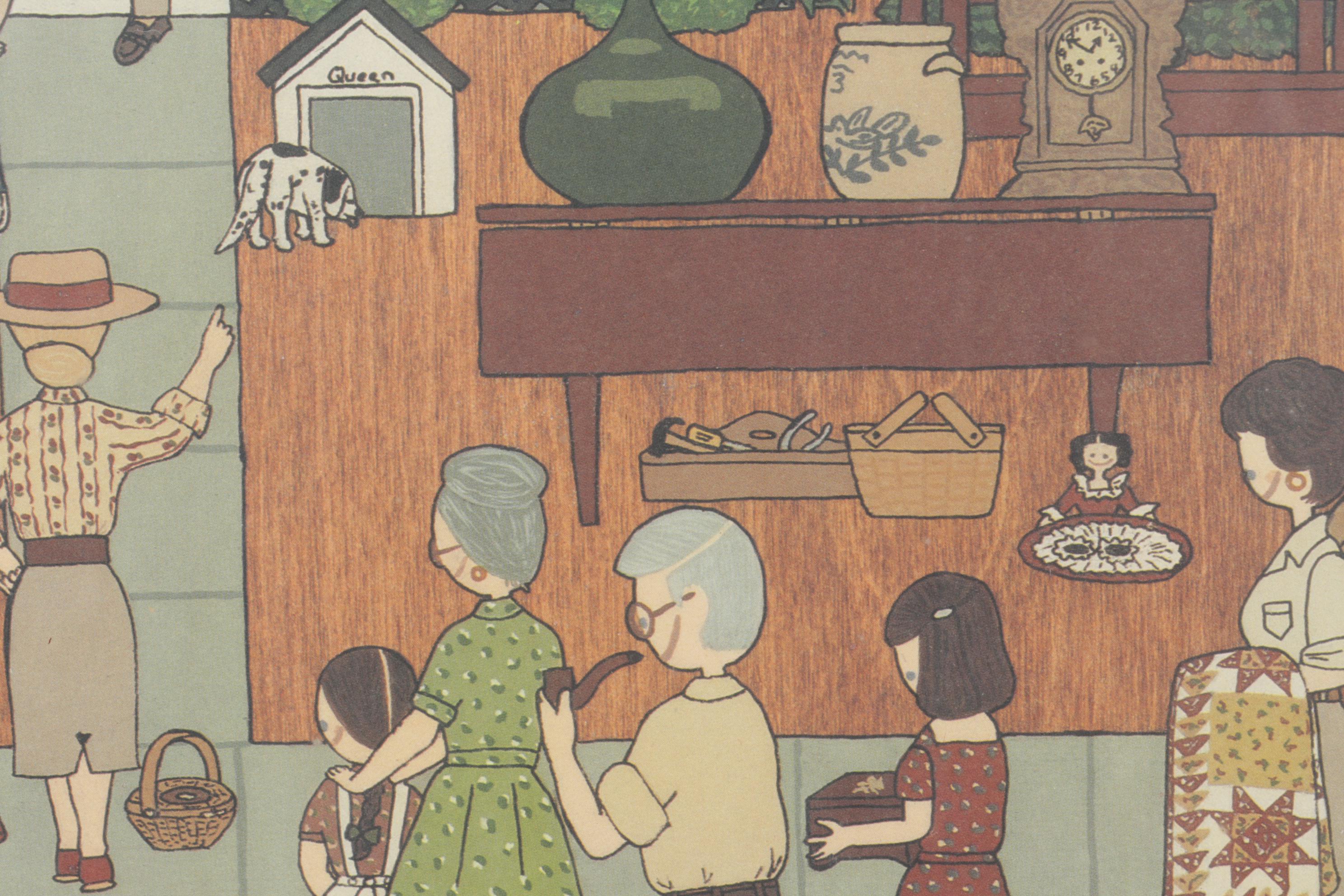 Barbour Lee "Country Auction" Offset Lithograph, 1984