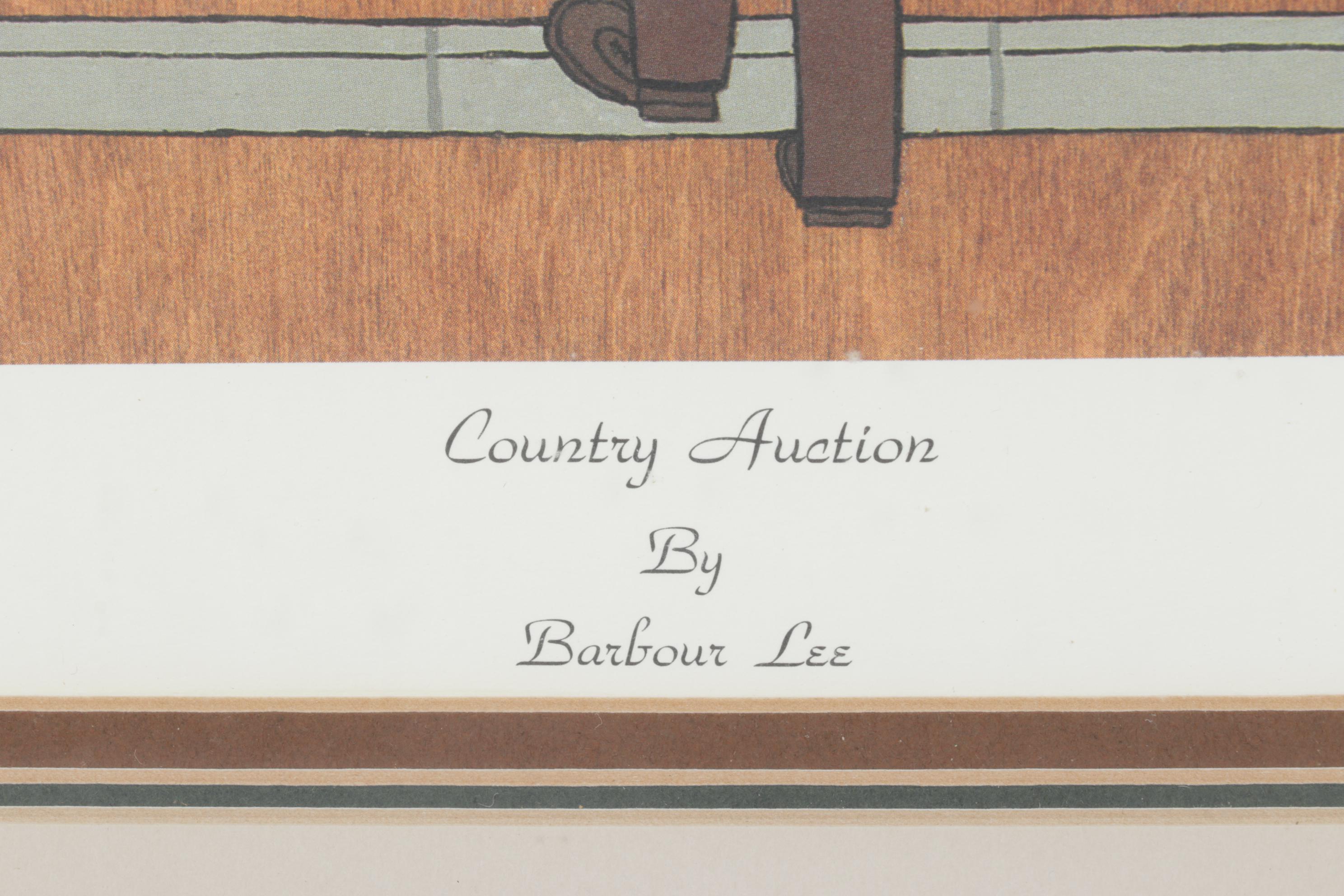Barbour Lee "Country Auction" Offset Lithograph, 1984