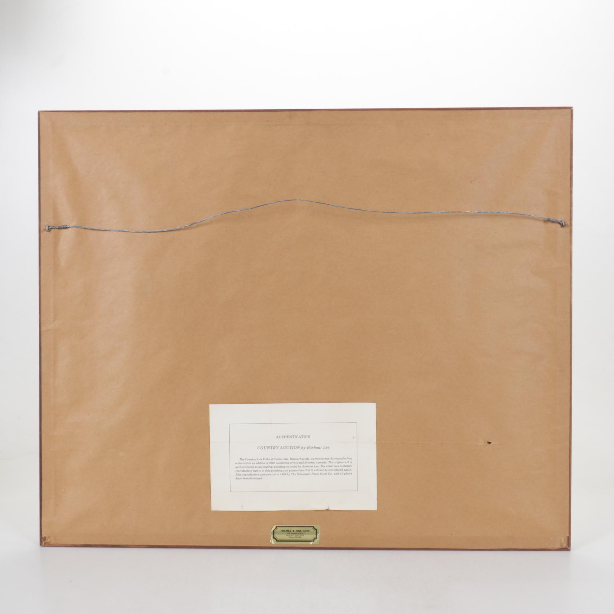 Barbour Lee "Country Auction" Offset Lithograph, 1984