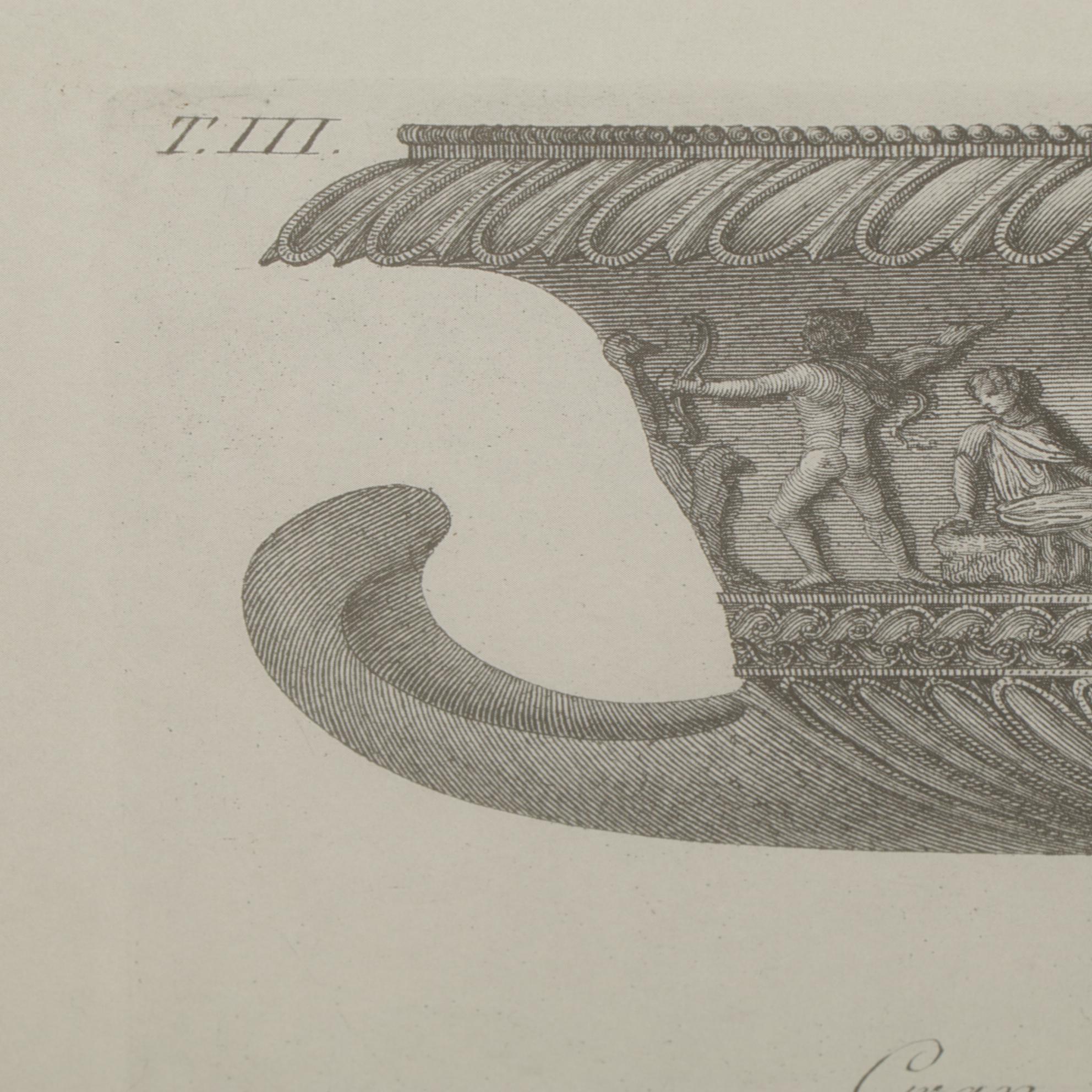 Offset Lithograph after J.J. Winckelmann "Gran Tazza Antica.." Late 20th Century