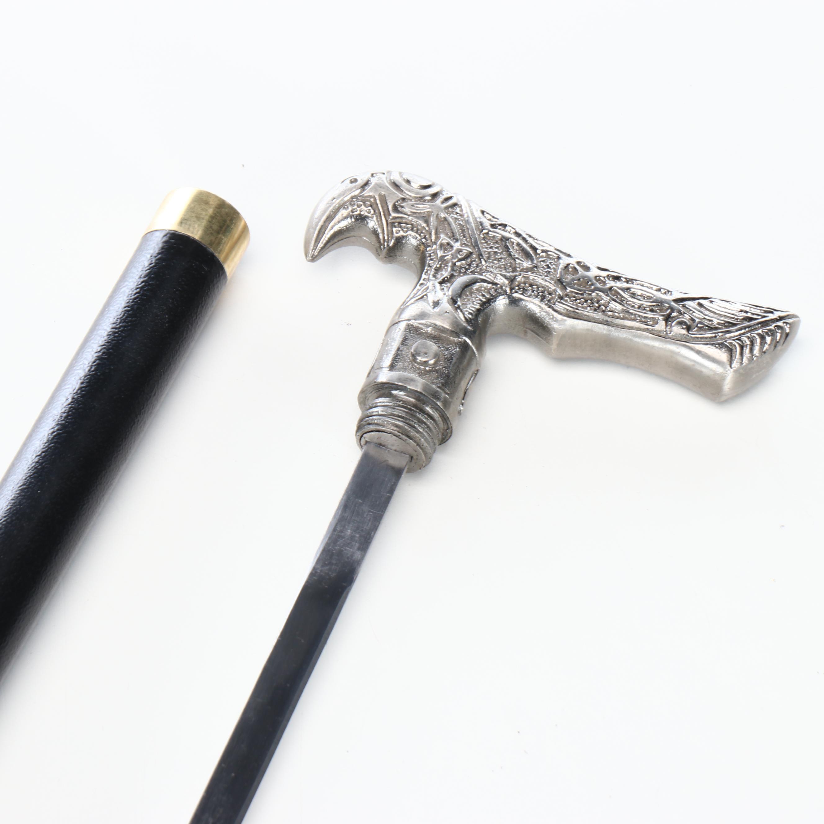 Metal Derby-Handled Sword Cane