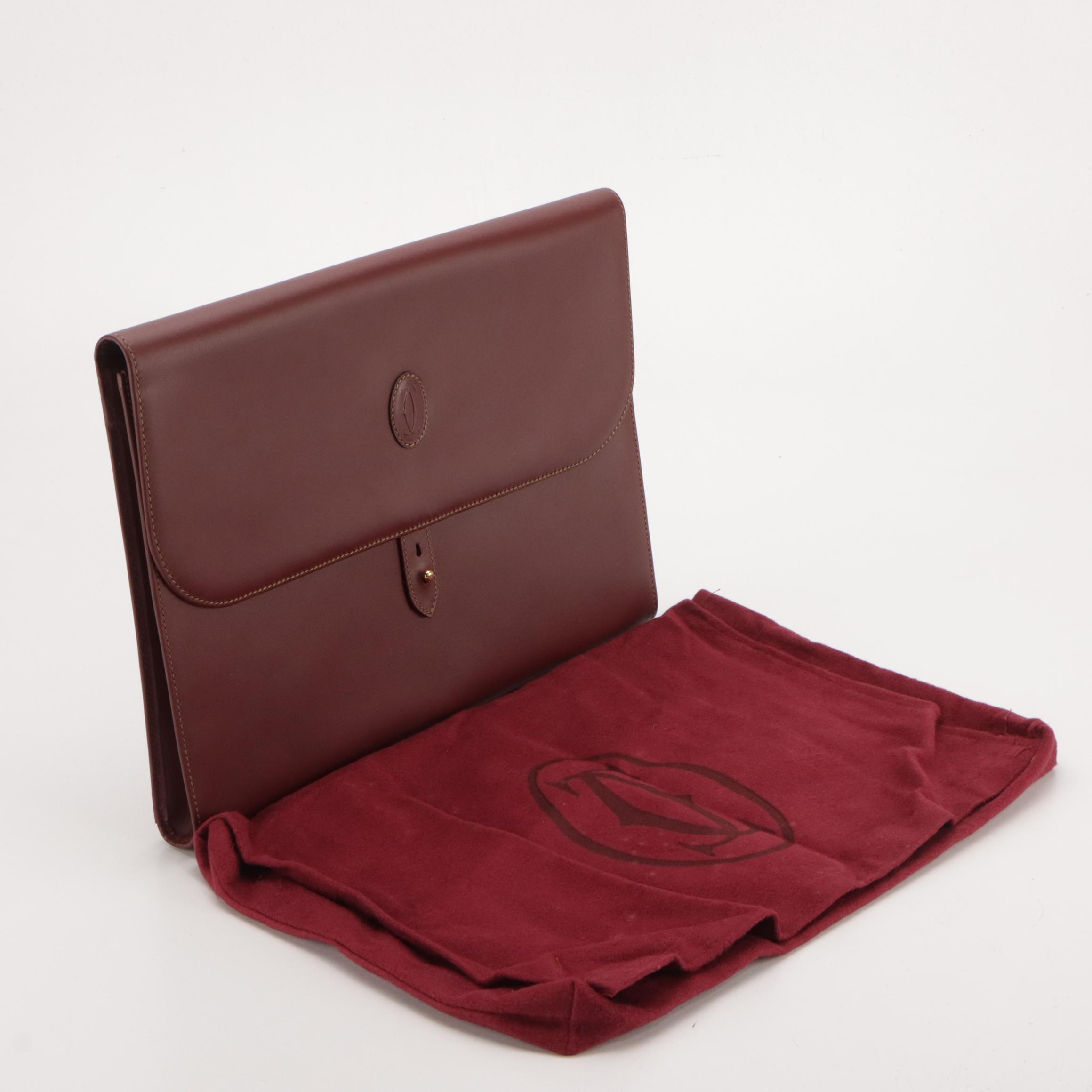 Cartier Must de Cartier Document Case in Burgundy Leather with Box