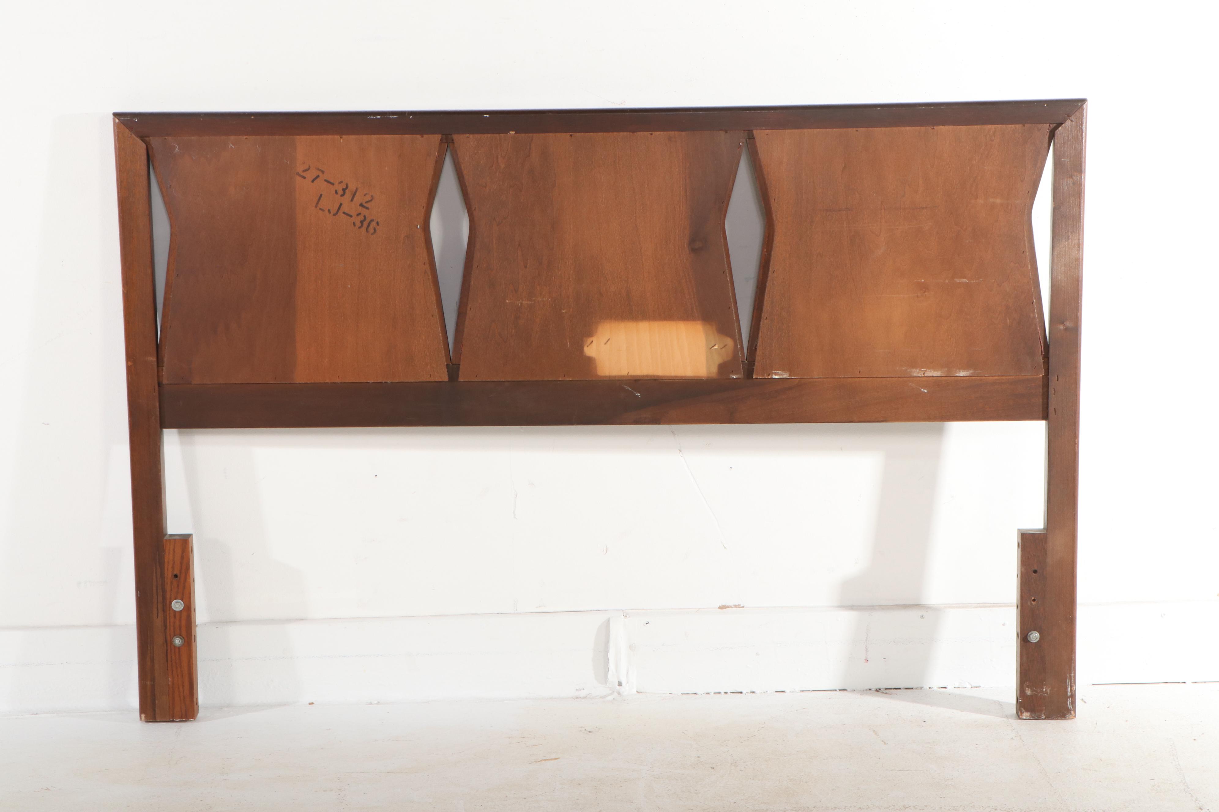 United Furniture Corp. Mid Century Modern Style Walnut Full Headboard