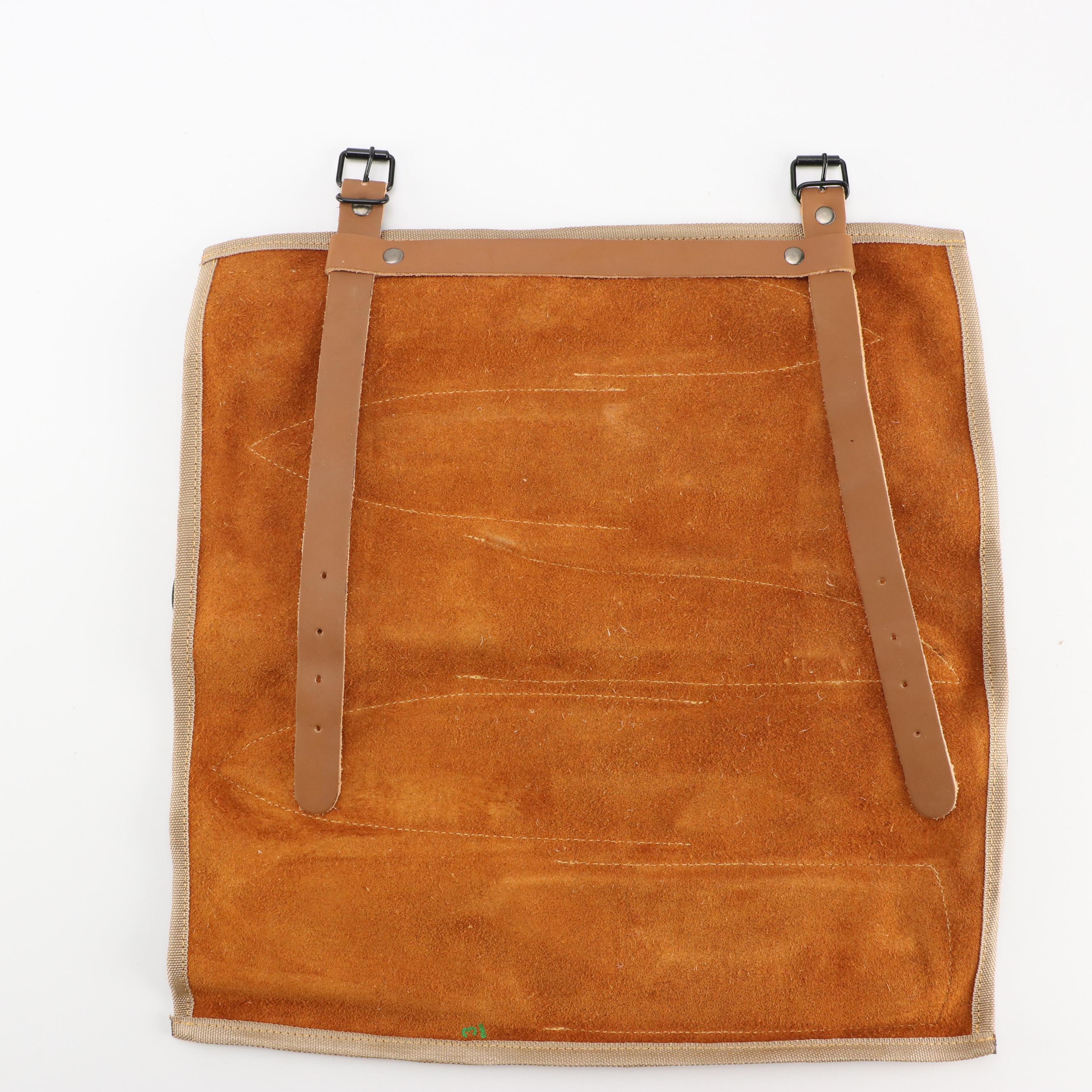 Black Metal and Marbled Handled Chef's Knife Set in Suede Leather Scabbard