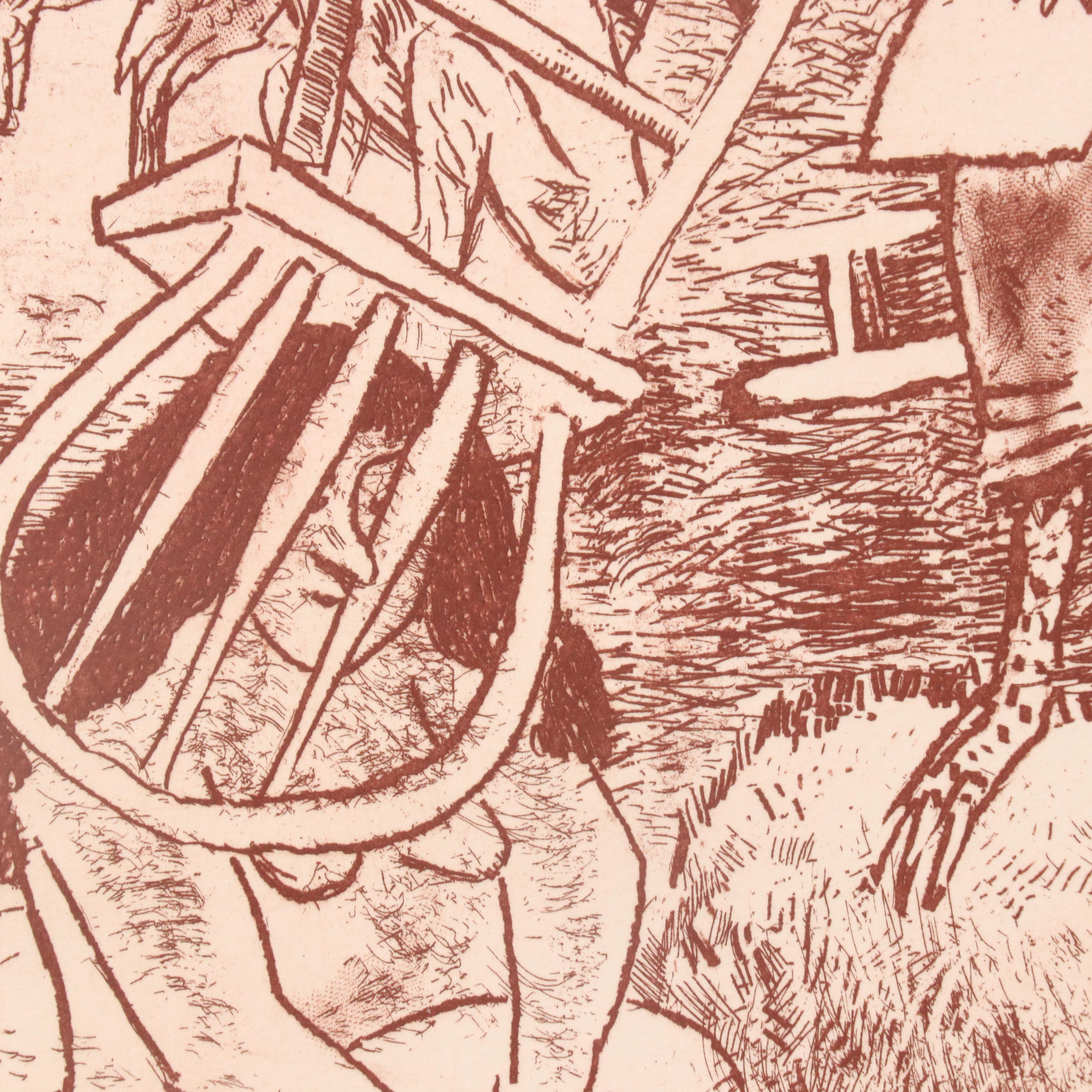 William Gropper Surrealist Etching "Fantasy," 1965