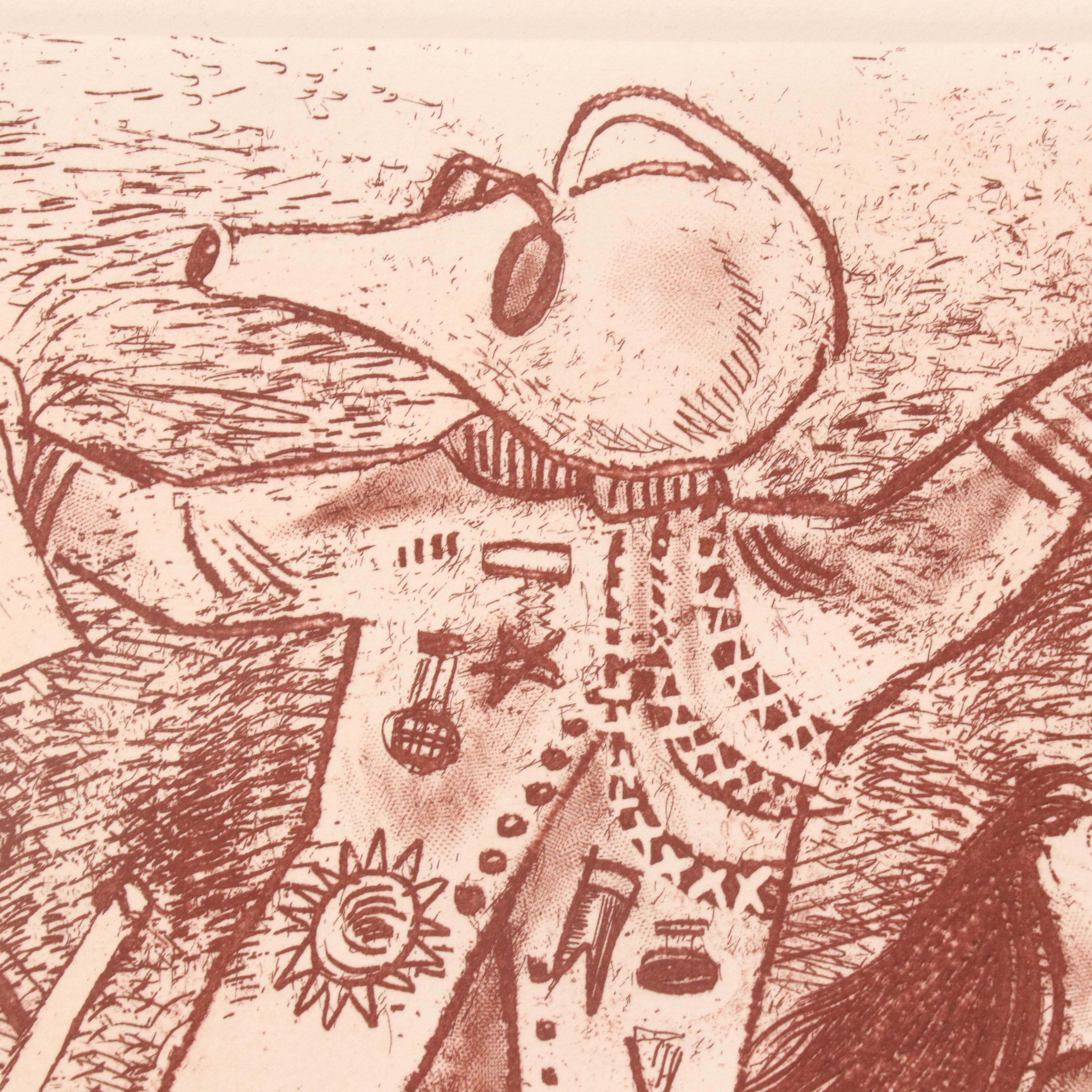 William Gropper Surrealist Etching "Fantasy," 1965