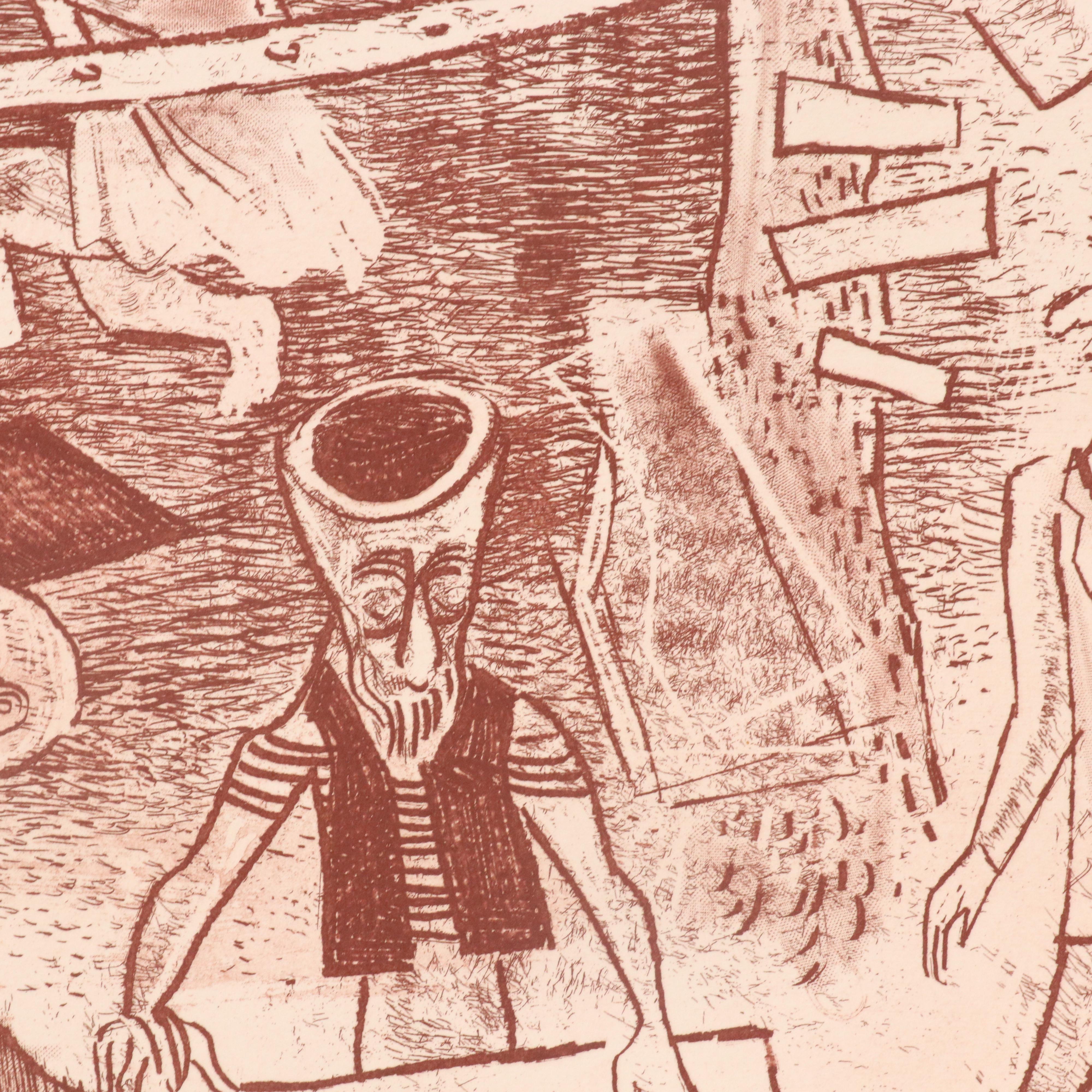 William Gropper Surrealist Etching "Fantasy," 1965