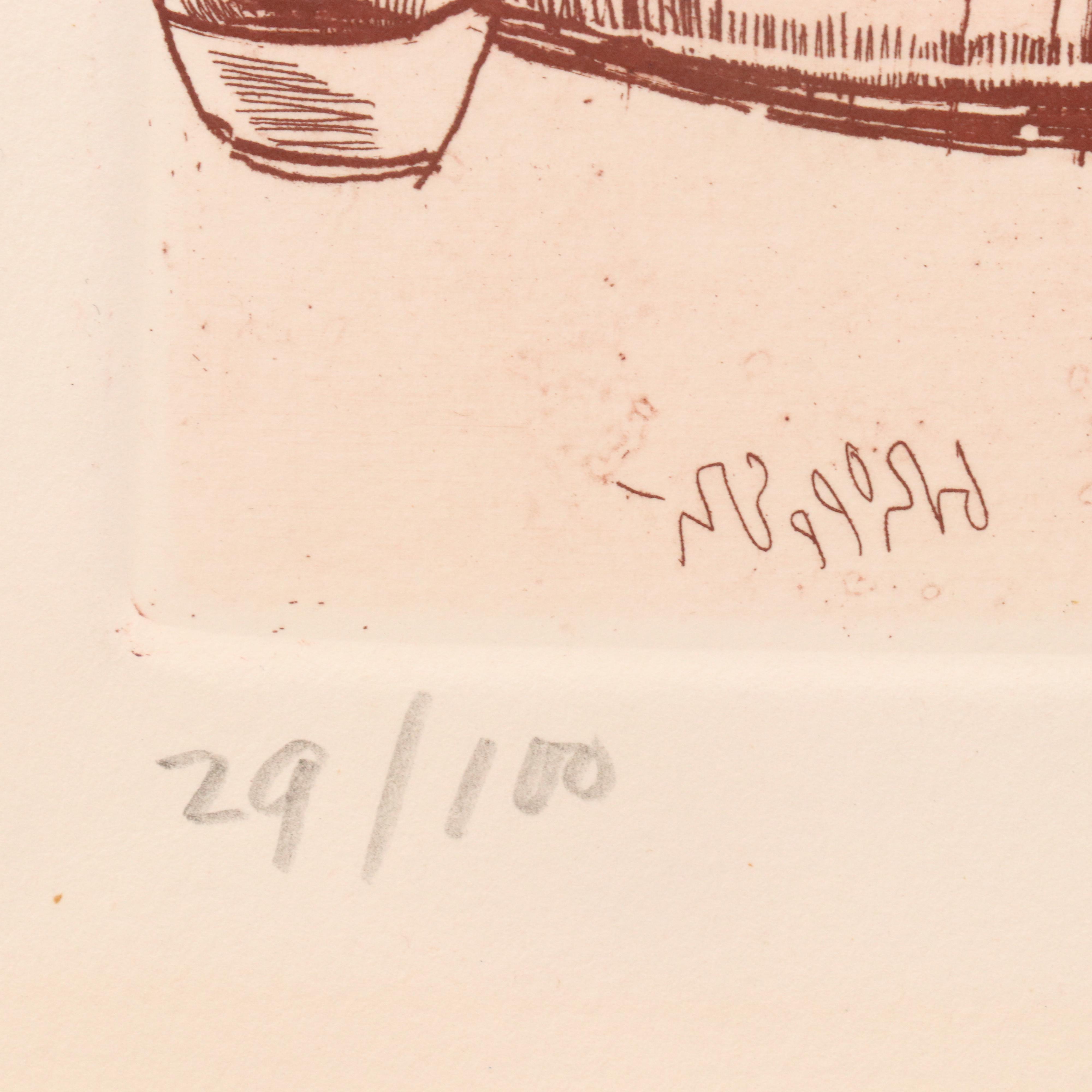 William Gropper Surrealist Etching "Fantasy," 1965