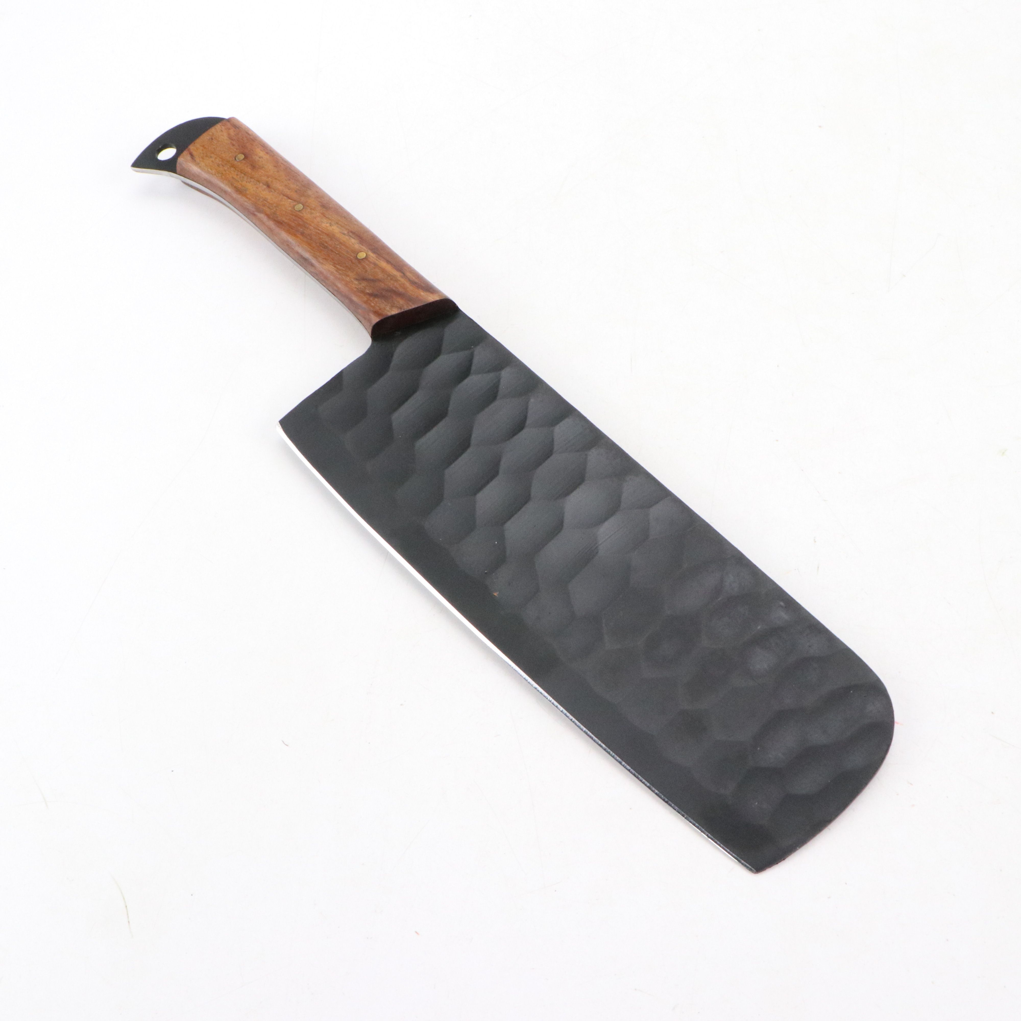 Wooden Handled and Black Metal Chef's Knife Set in Suede Leather Roll