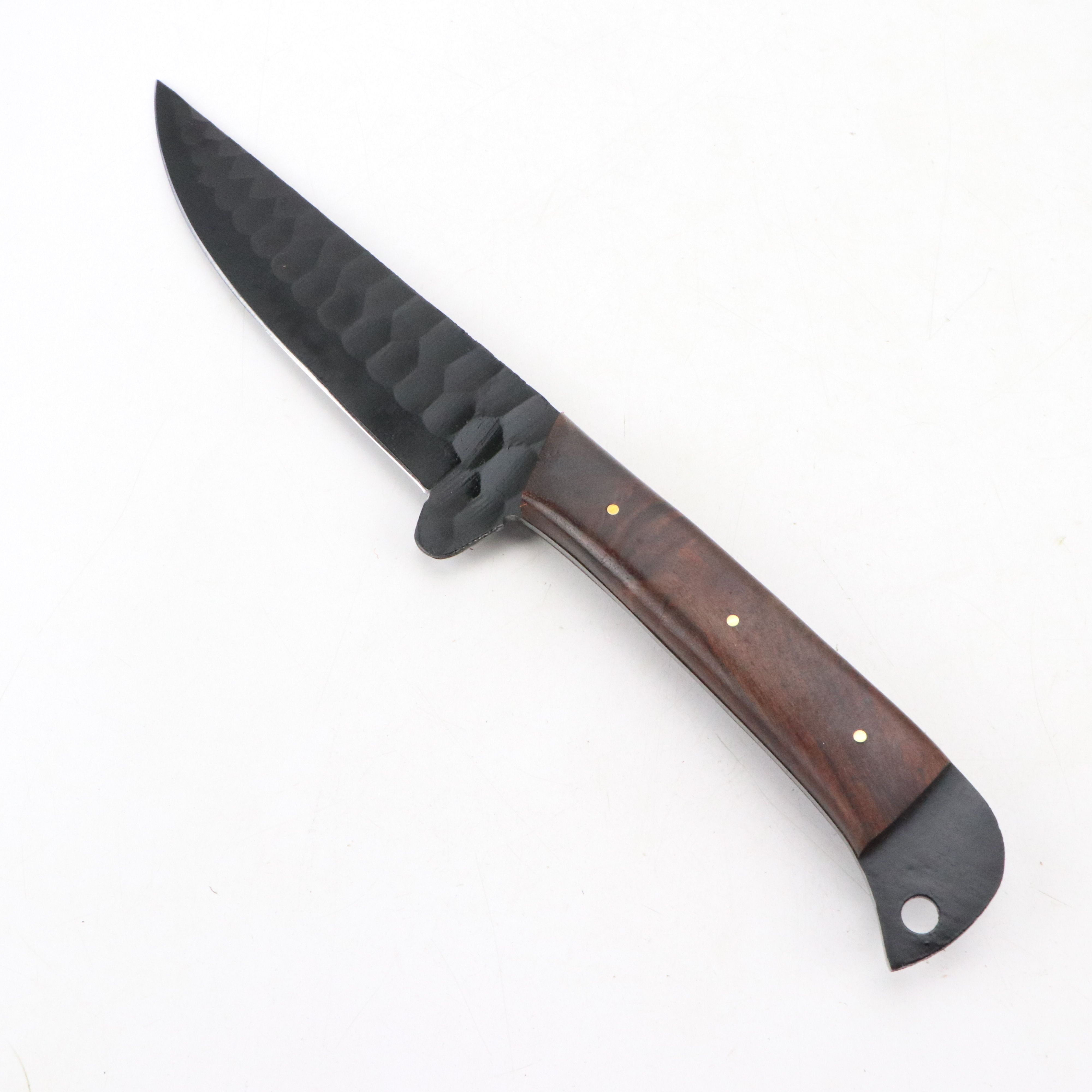 Wooden Handled and Black Metal Chef's Knife Set in Suede Leather Roll