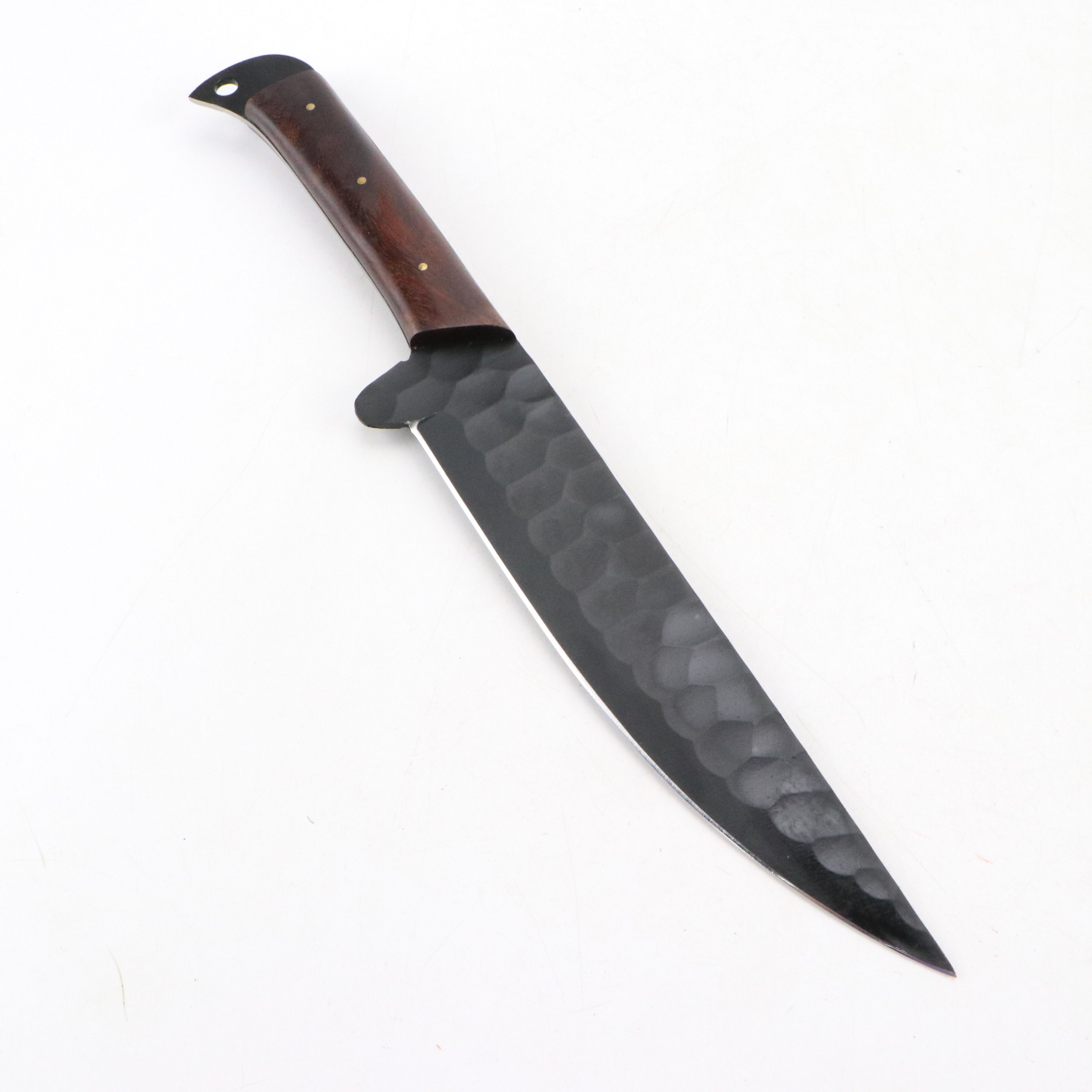 Wooden Handled and Black Metal Chef's Knife Set in Suede Leather Roll