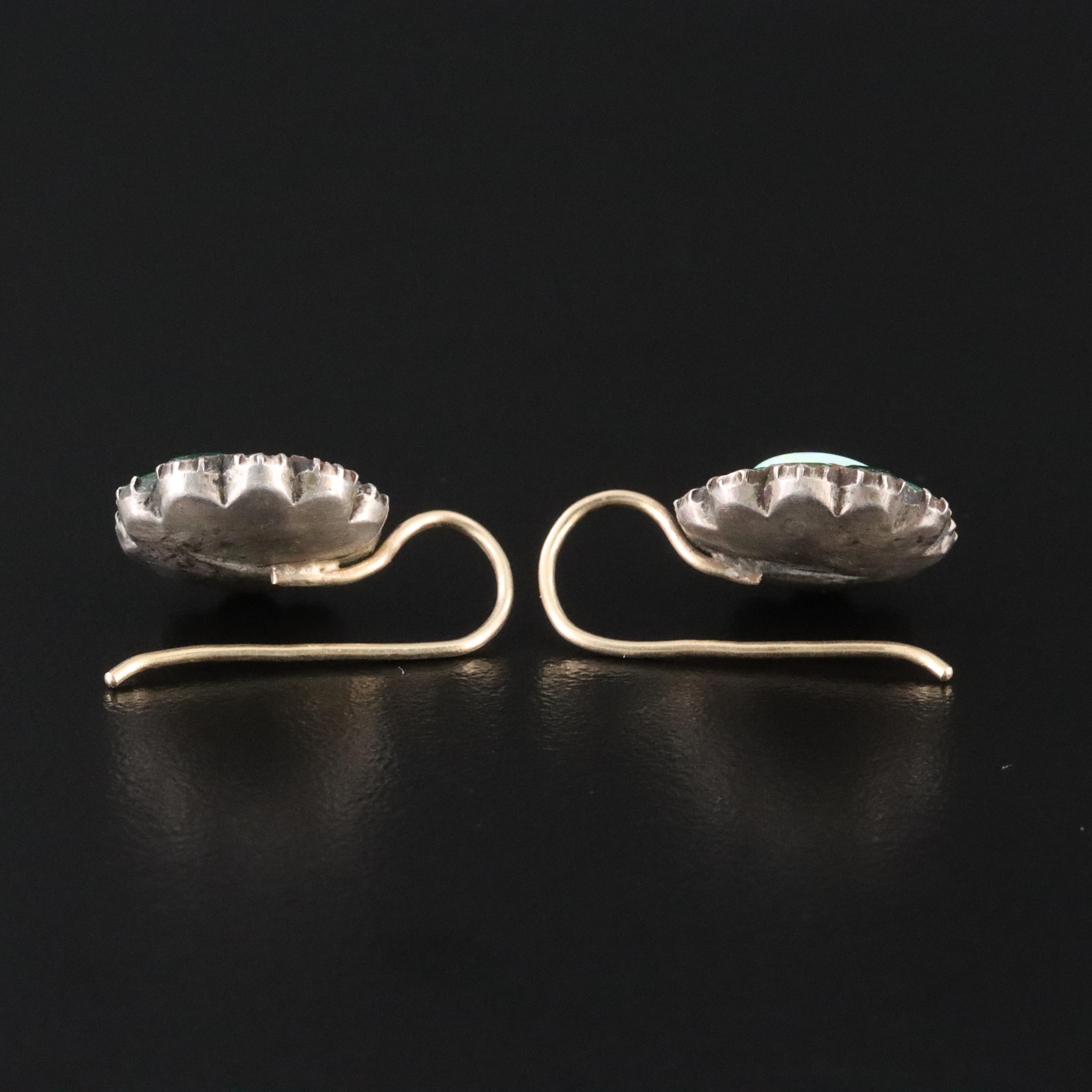 Vintage 850 Silver Opal and Emerald Earrings with 14K Wires