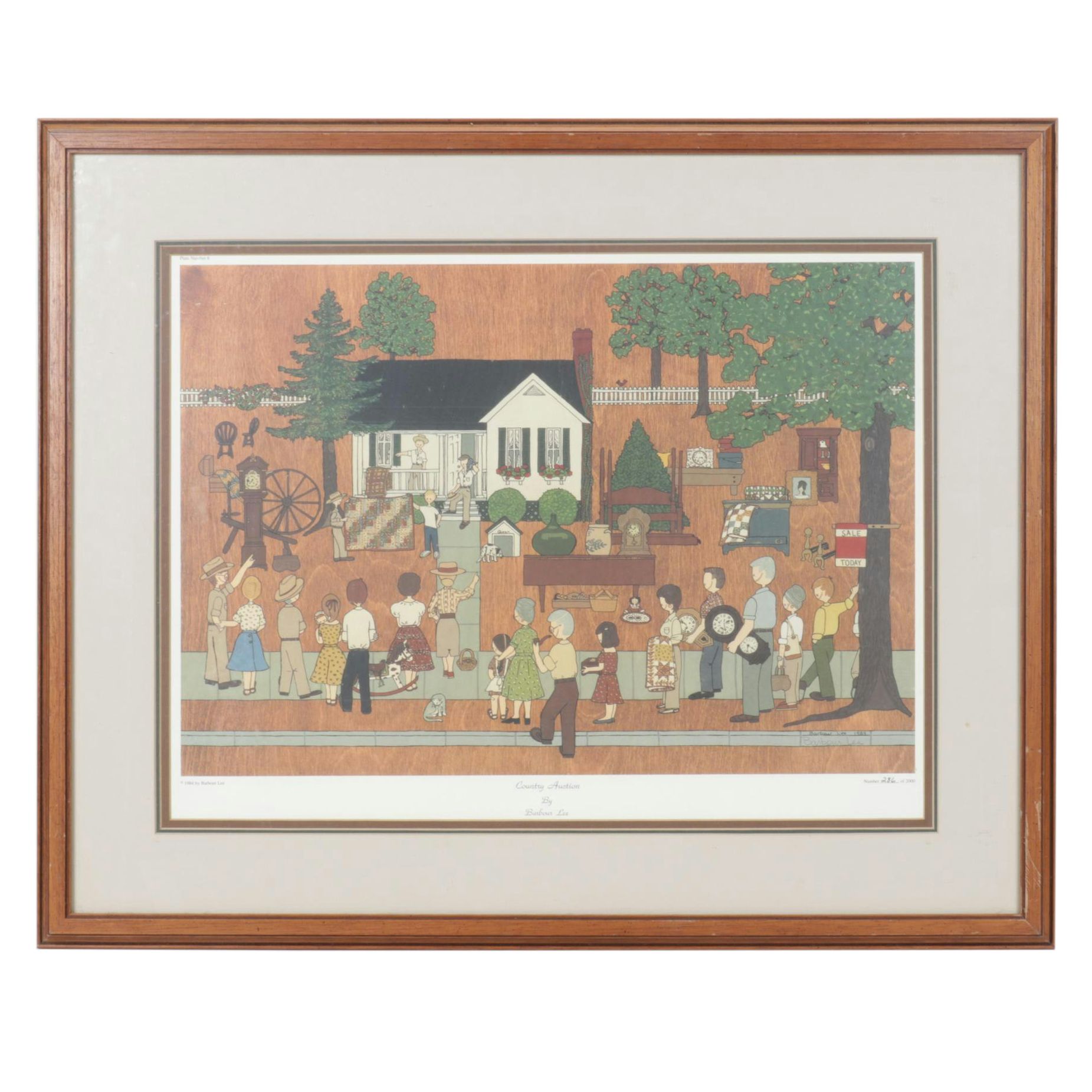 Barbour Lee "Country Auction" Offset Lithograph, 1984