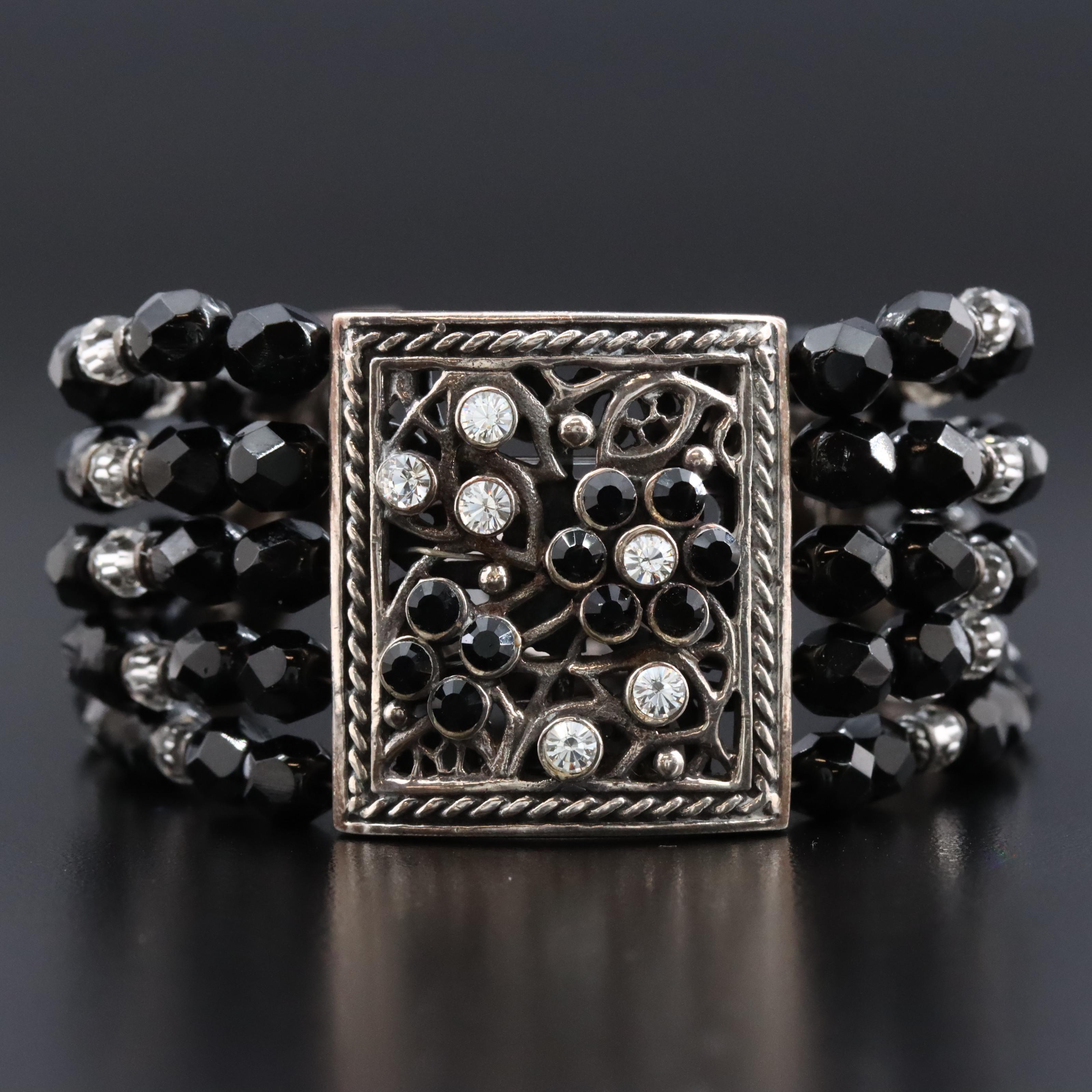 Sterling Rhinestone Multi Row Bracelet