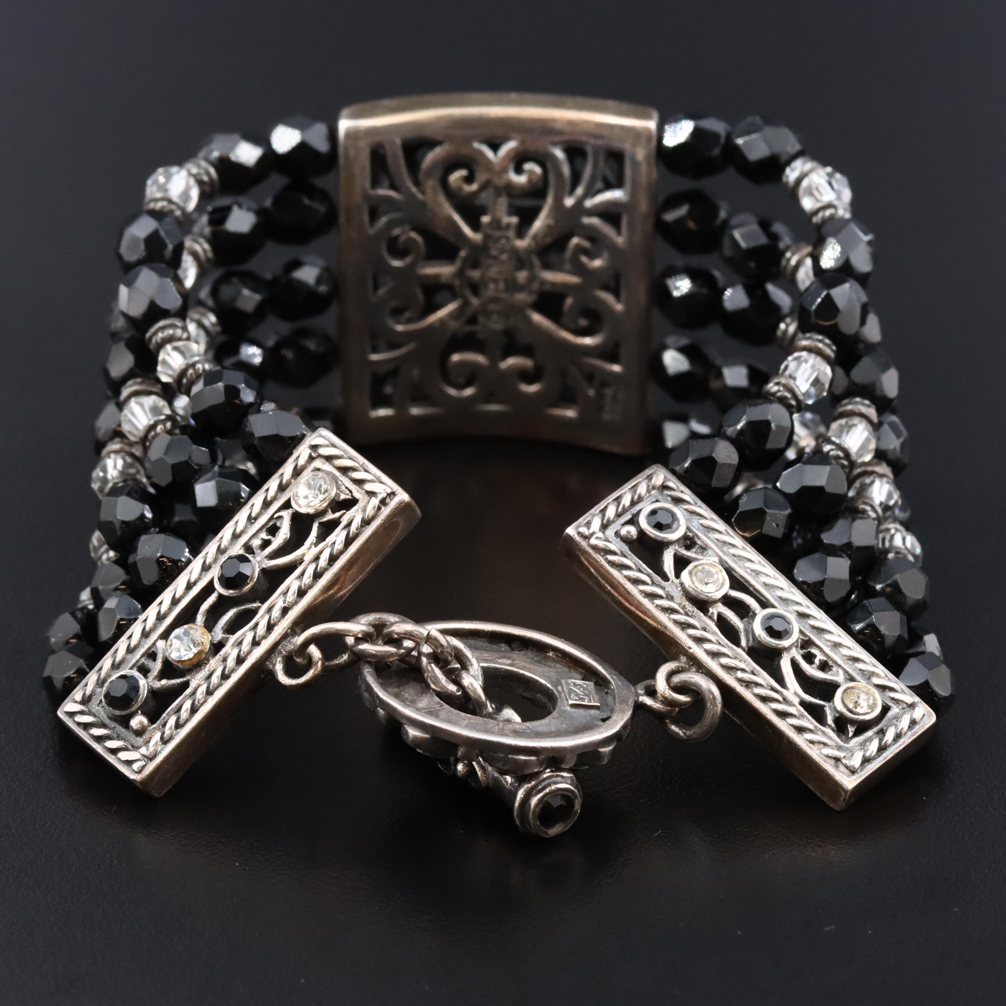 Sterling Rhinestone Multi Row Bracelet