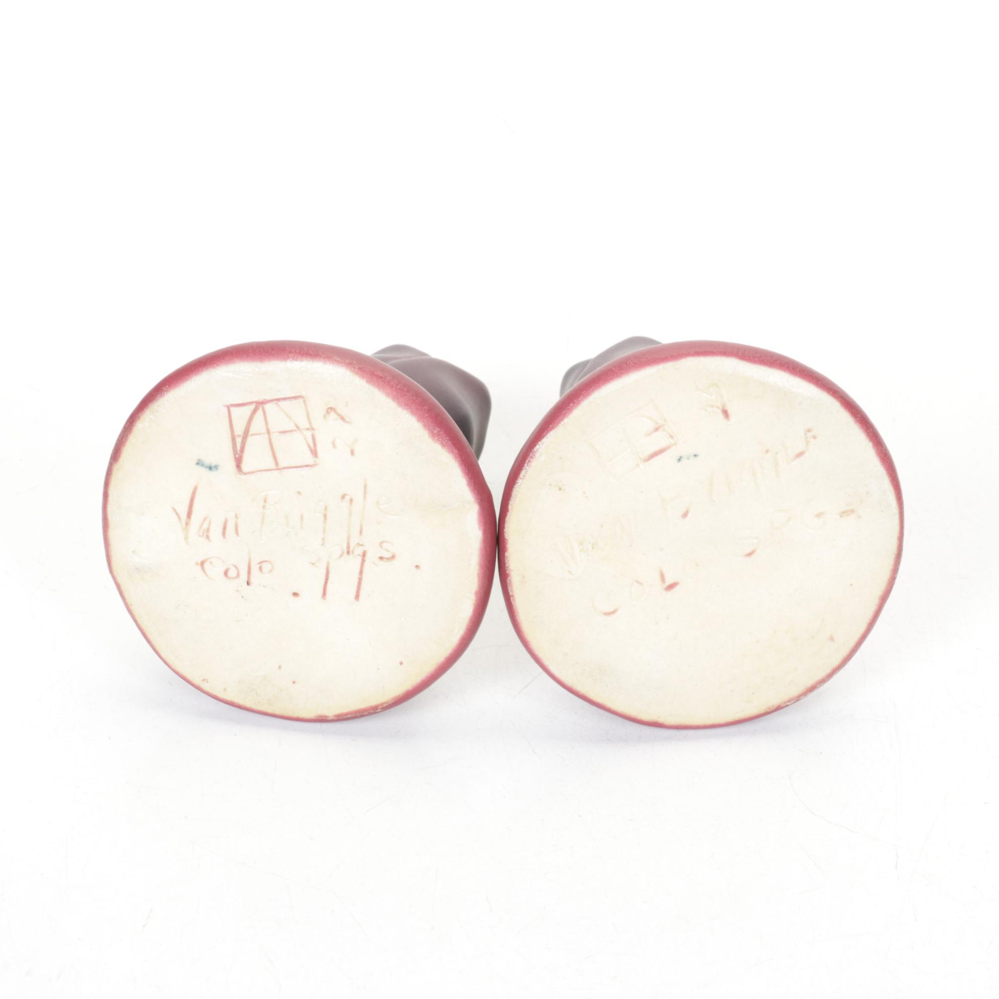 Van Briggle Pottery Butterfly Vase with Tulip Candlesticks