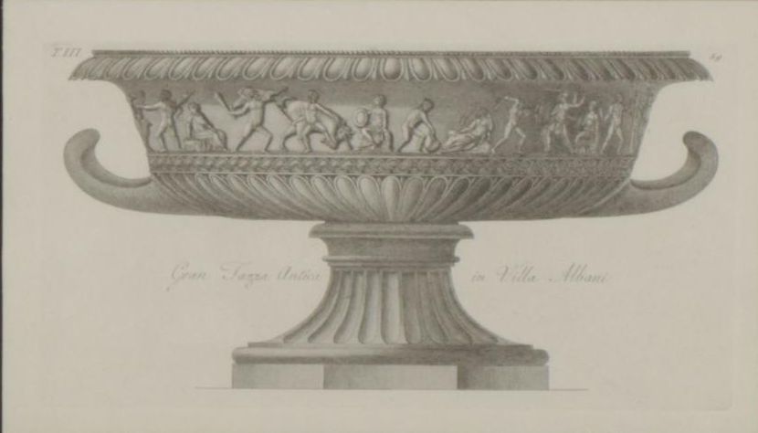 Offset Lithograph after J.J. Winckelmann "Gran Tazza Antica.." Late 20th Century