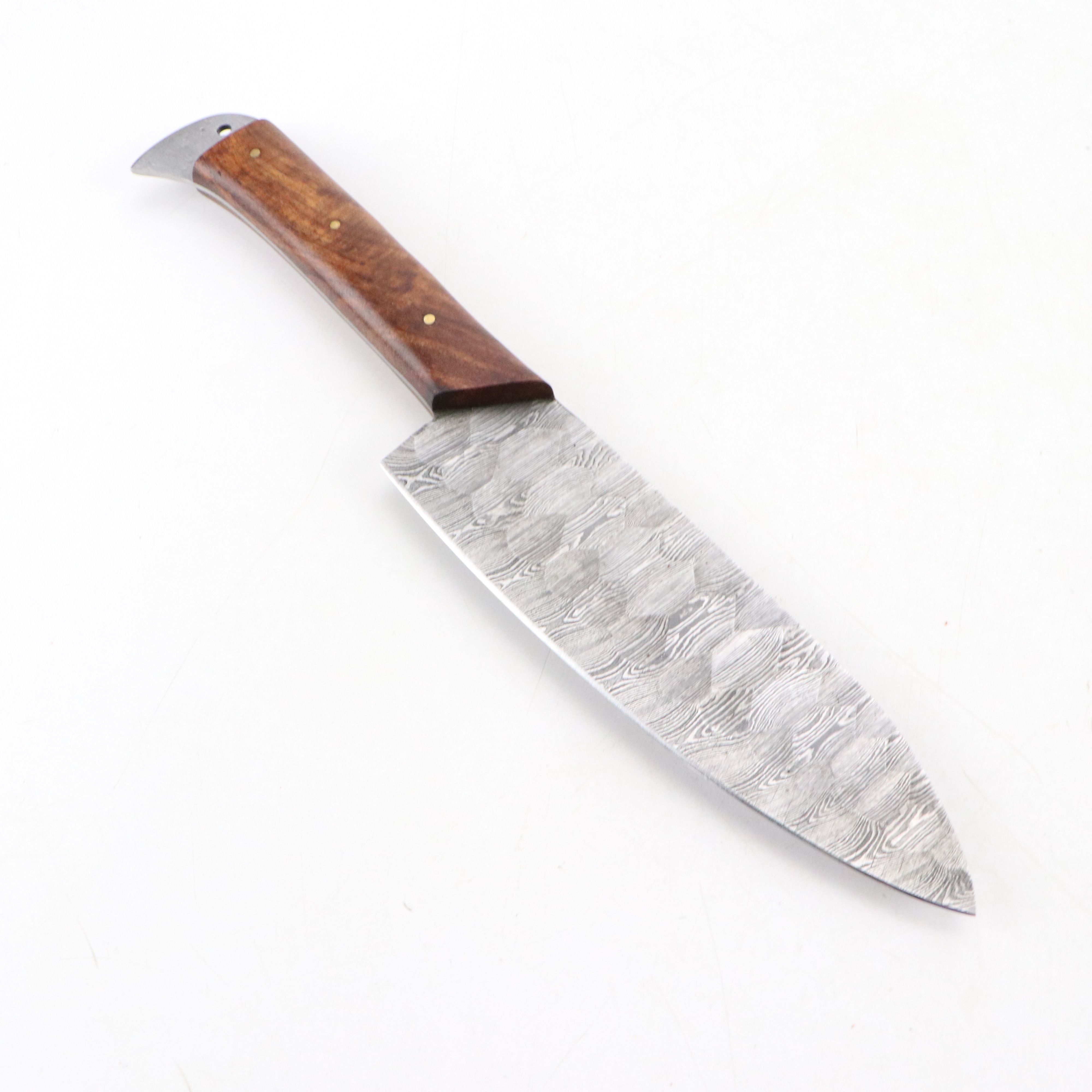 Damascus Steel and Patriotic Handled Chef's Knife Set in Suede Leather Scabbard