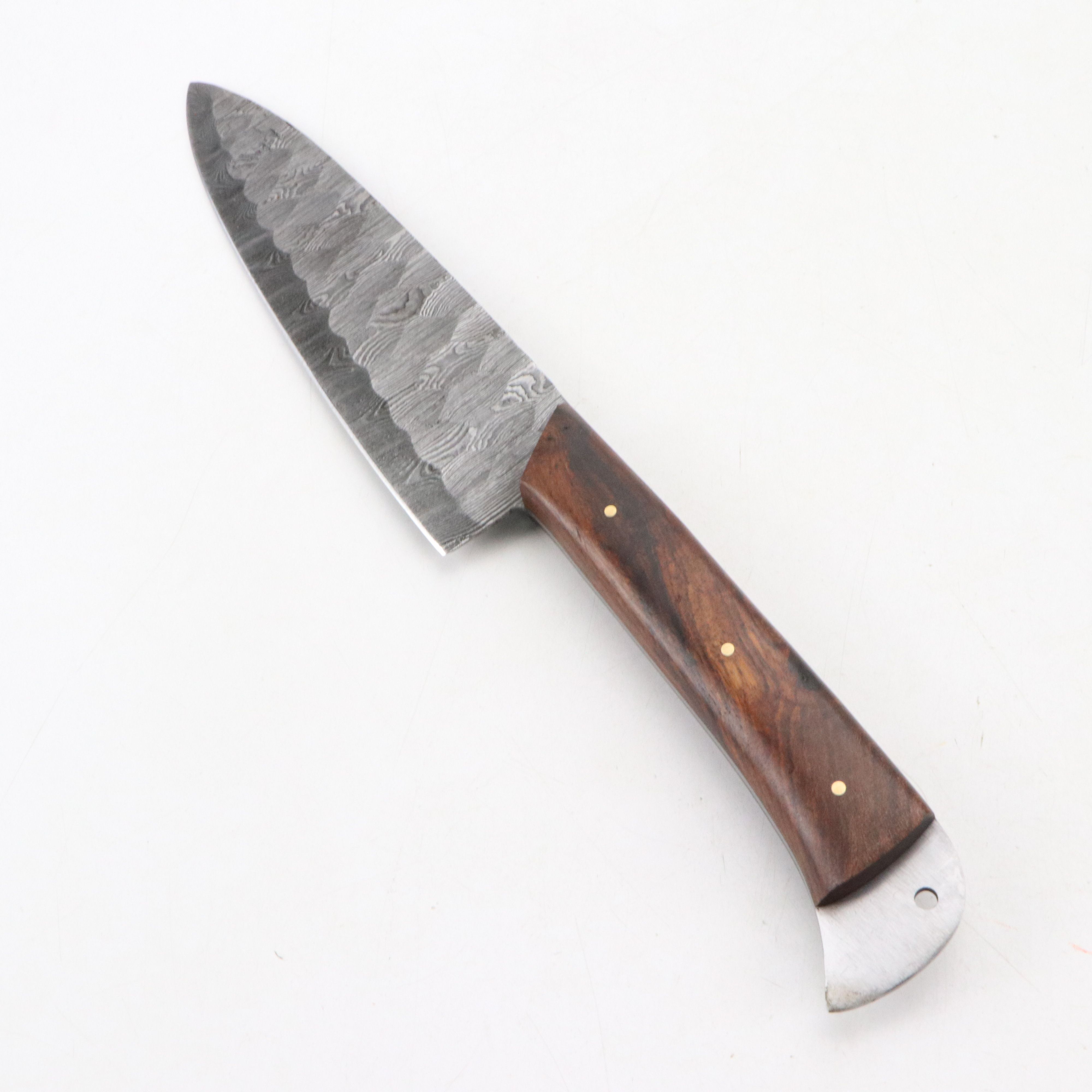 Damascus Steel and Patriotic Handled Chef's Knife Set in Suede Leather Scabbard