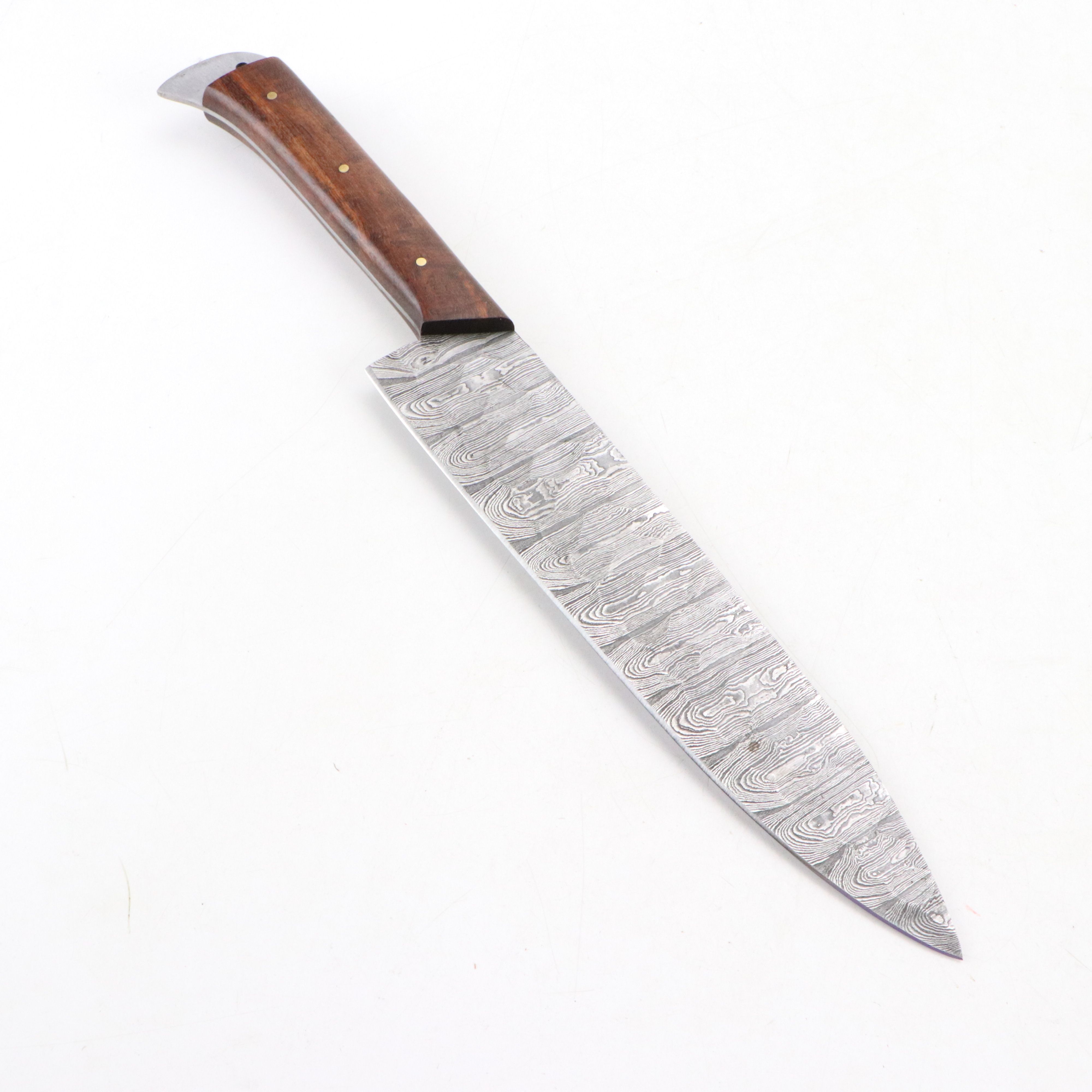 Damascus Steel and Patriotic Handled Chef's Knife Set in Suede Leather Scabbard