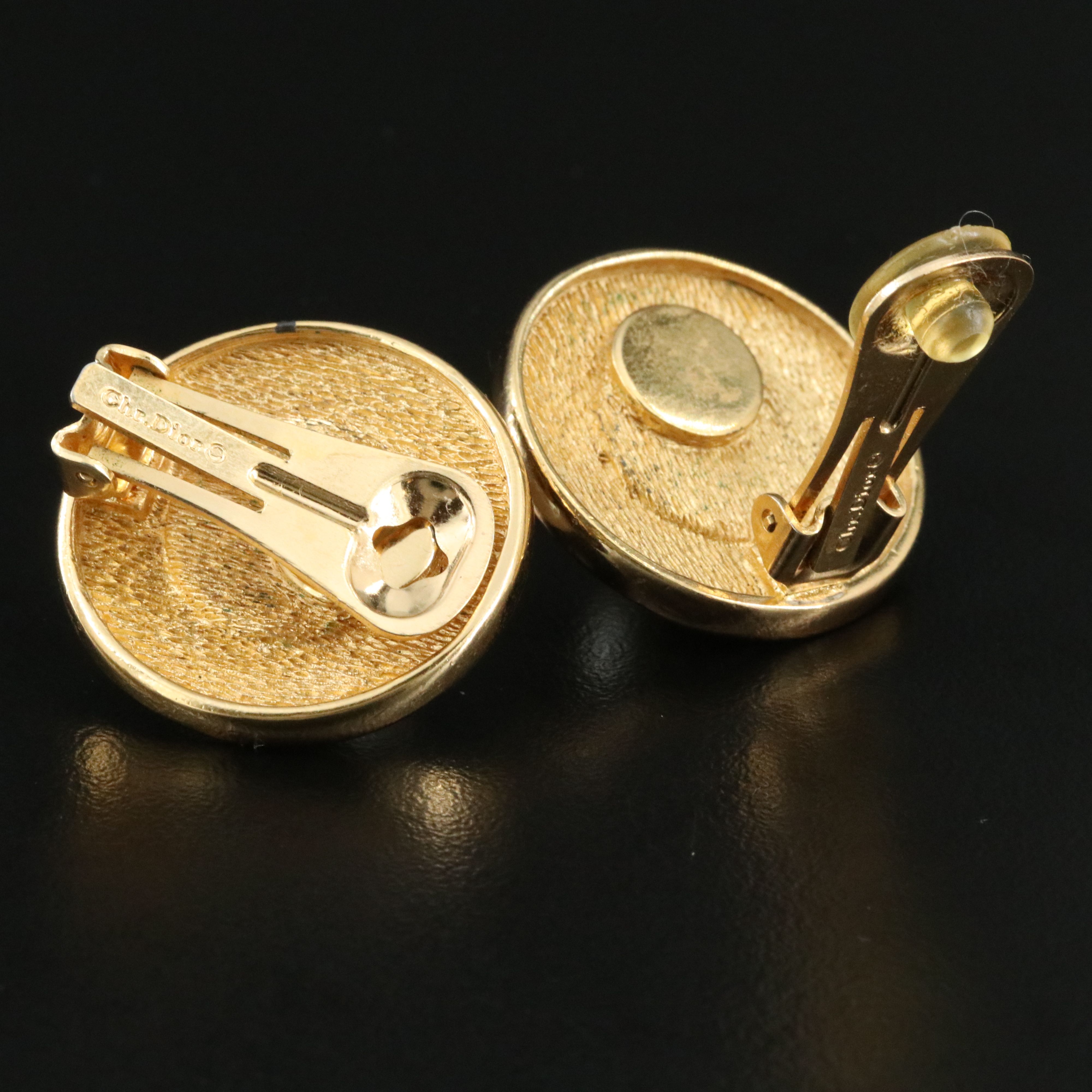 Christian Dior Logo Faux Pearl Earrings