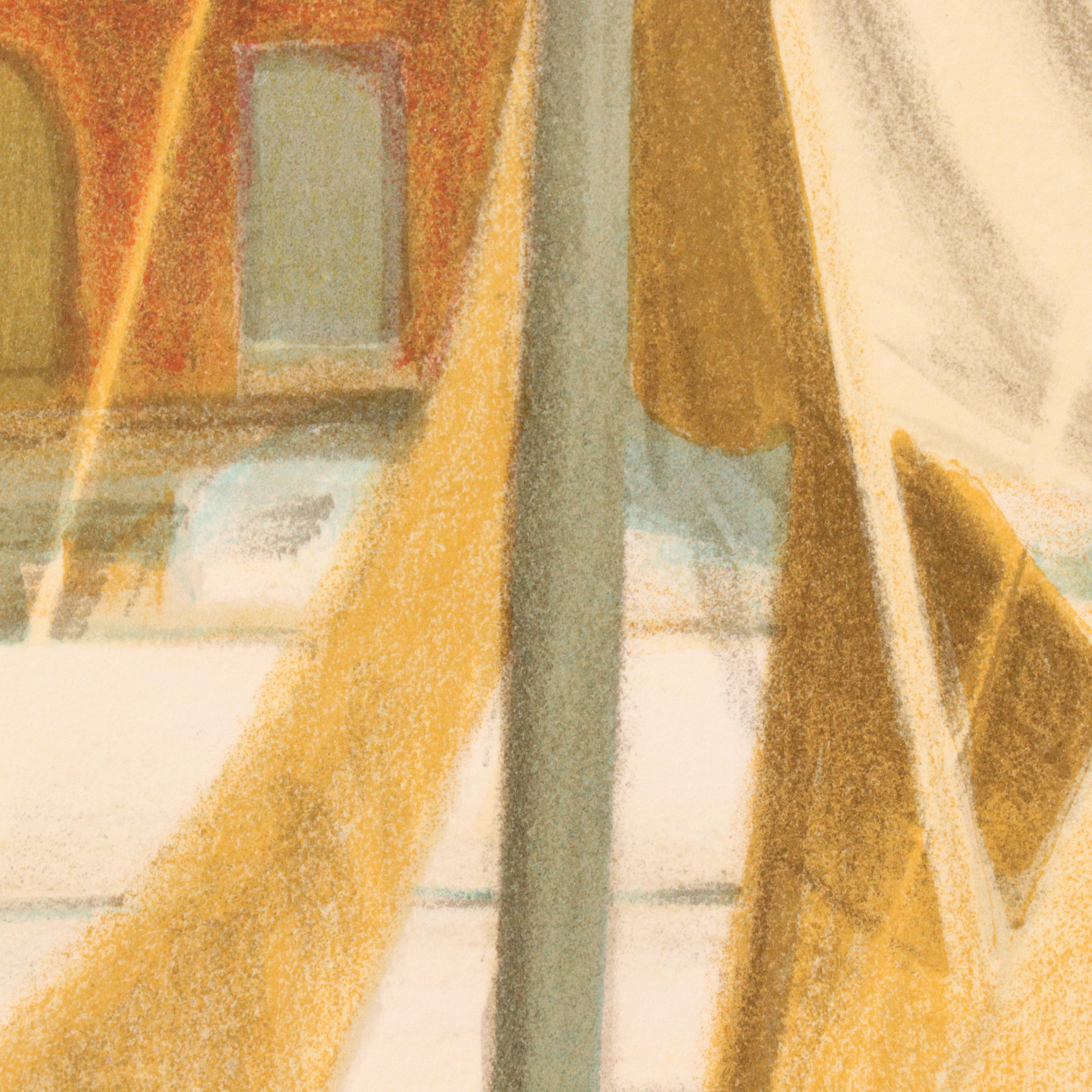 Laurent Marcel Salinas Harbor Scene Lithograph "Honfleur," Circa 1975