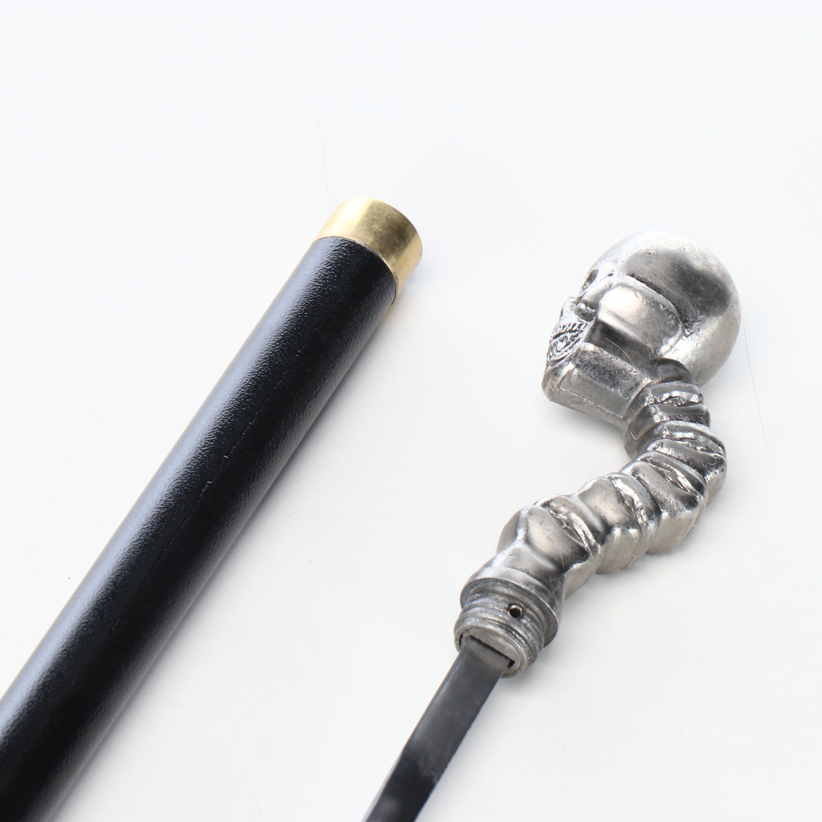 Skull and Spine Handled Sword Cane