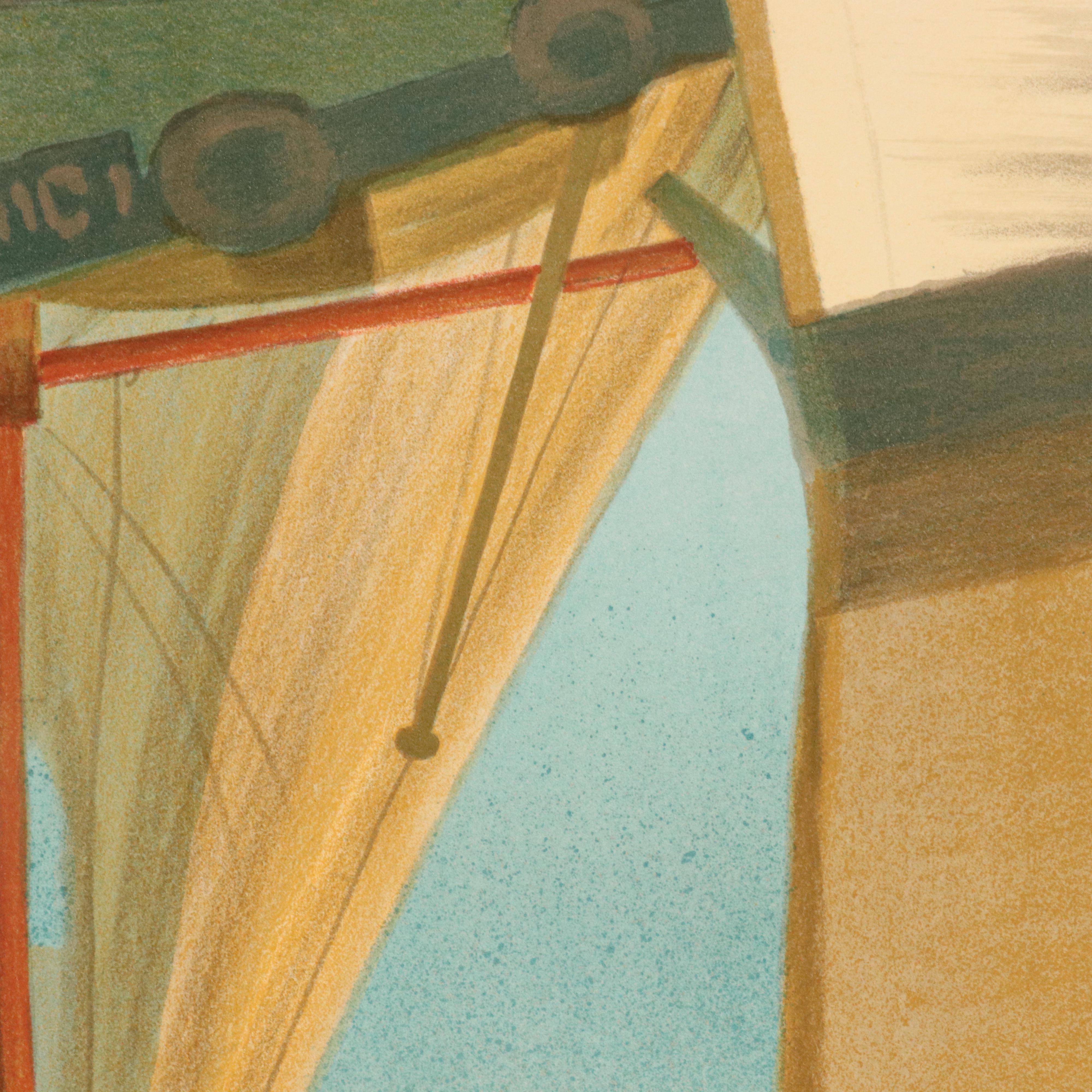 Laurent Marcel Salinas Harbor Scene Lithograph "Honfleur," Circa 1975