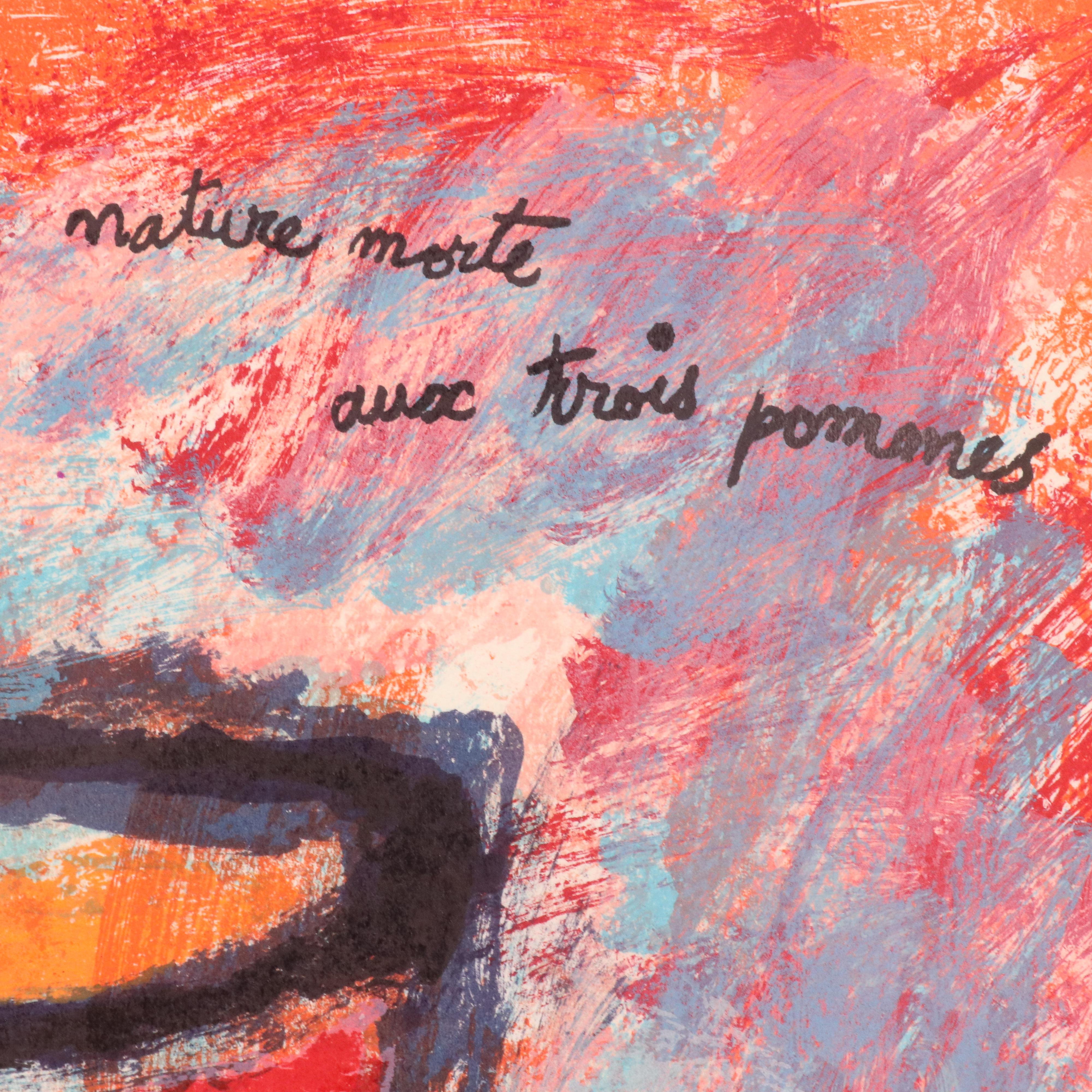 Théo Tobiasse Still Life Modern Lithograph "Nature morte aux trois pommes"