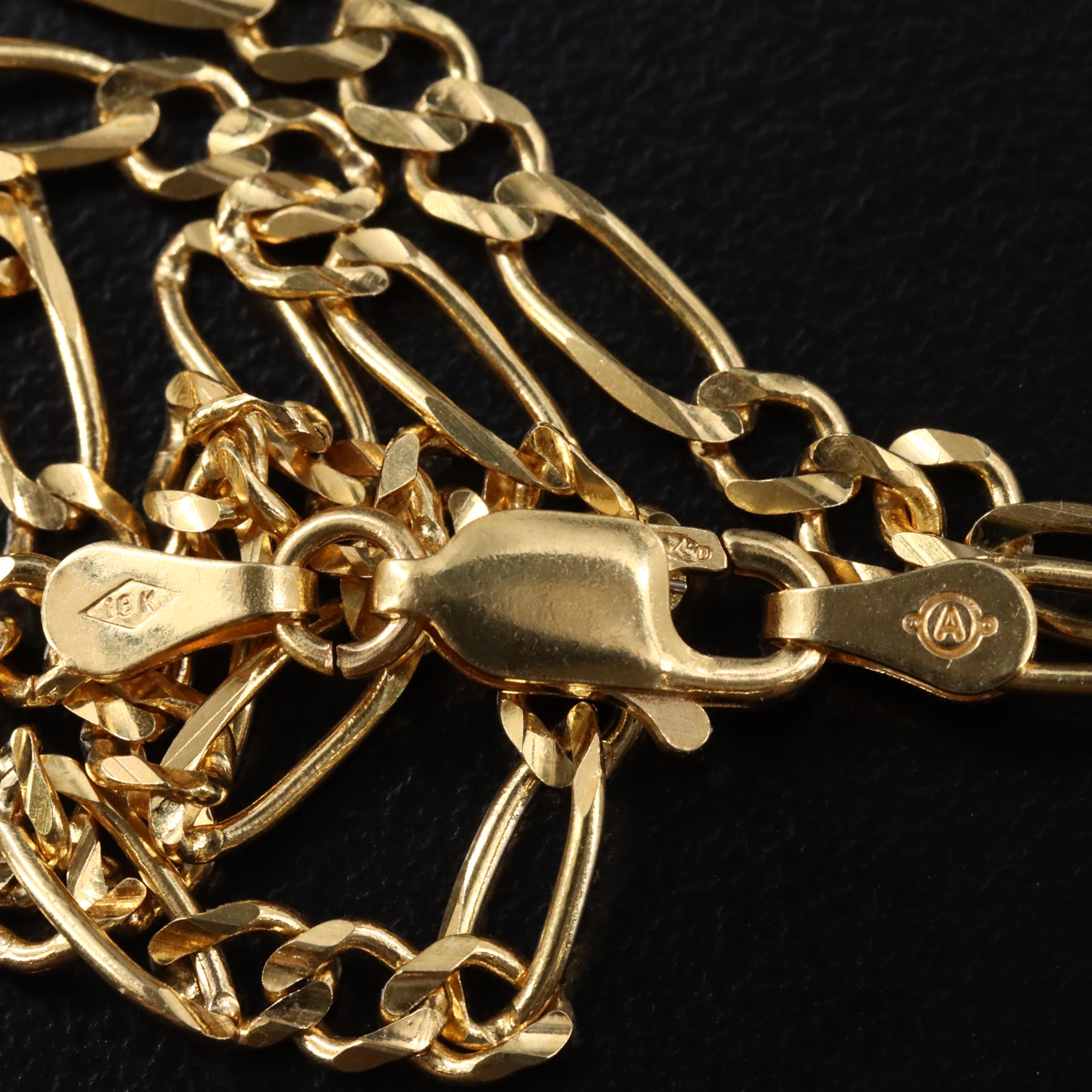 18K Figaro Chain Necklace