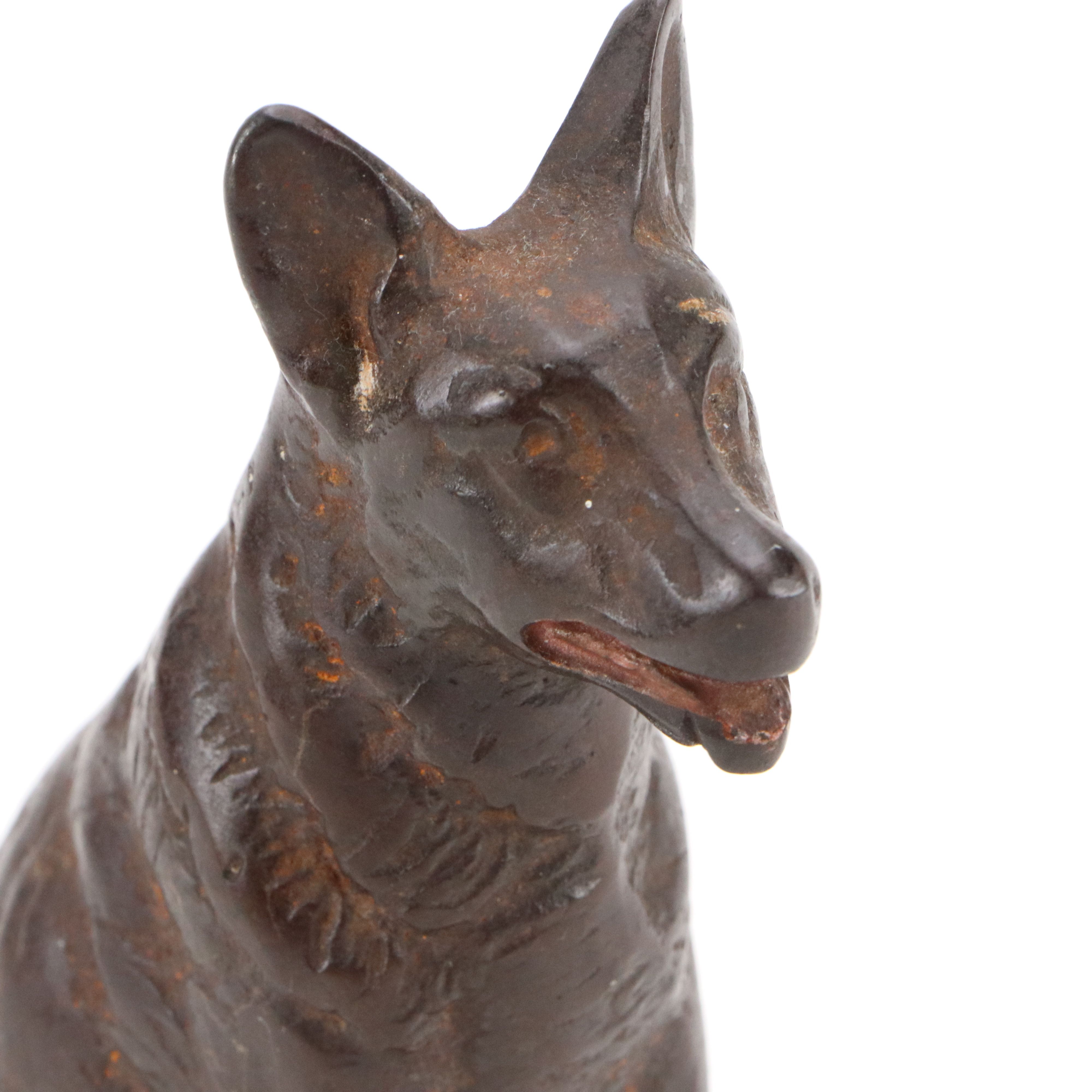 Art Deco Cast Metal Sheppard Dog Doorstop, Early 20th Century