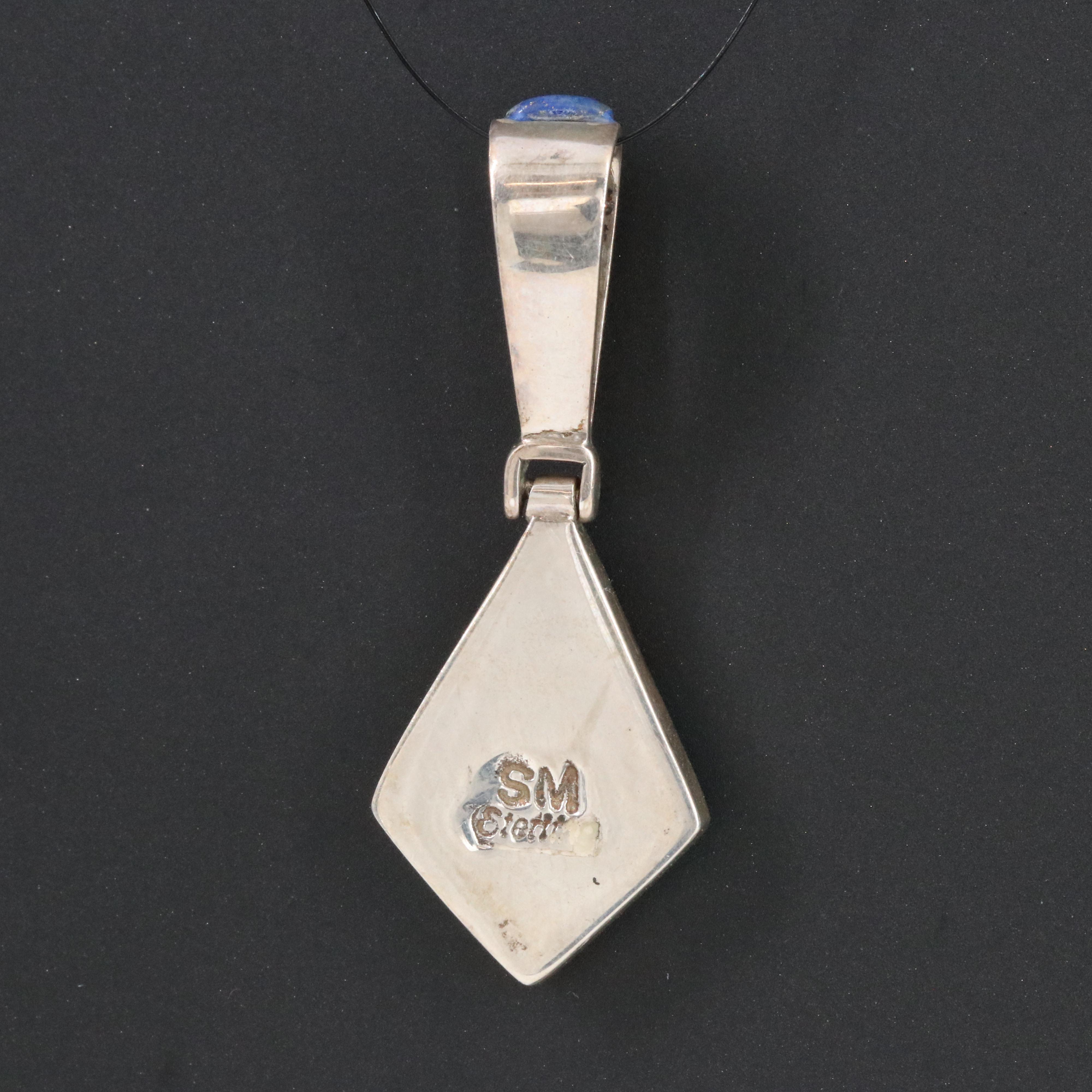 Sterling Inlay Pendant Including Spiny Oyster, Coral and Lapis Lazuli