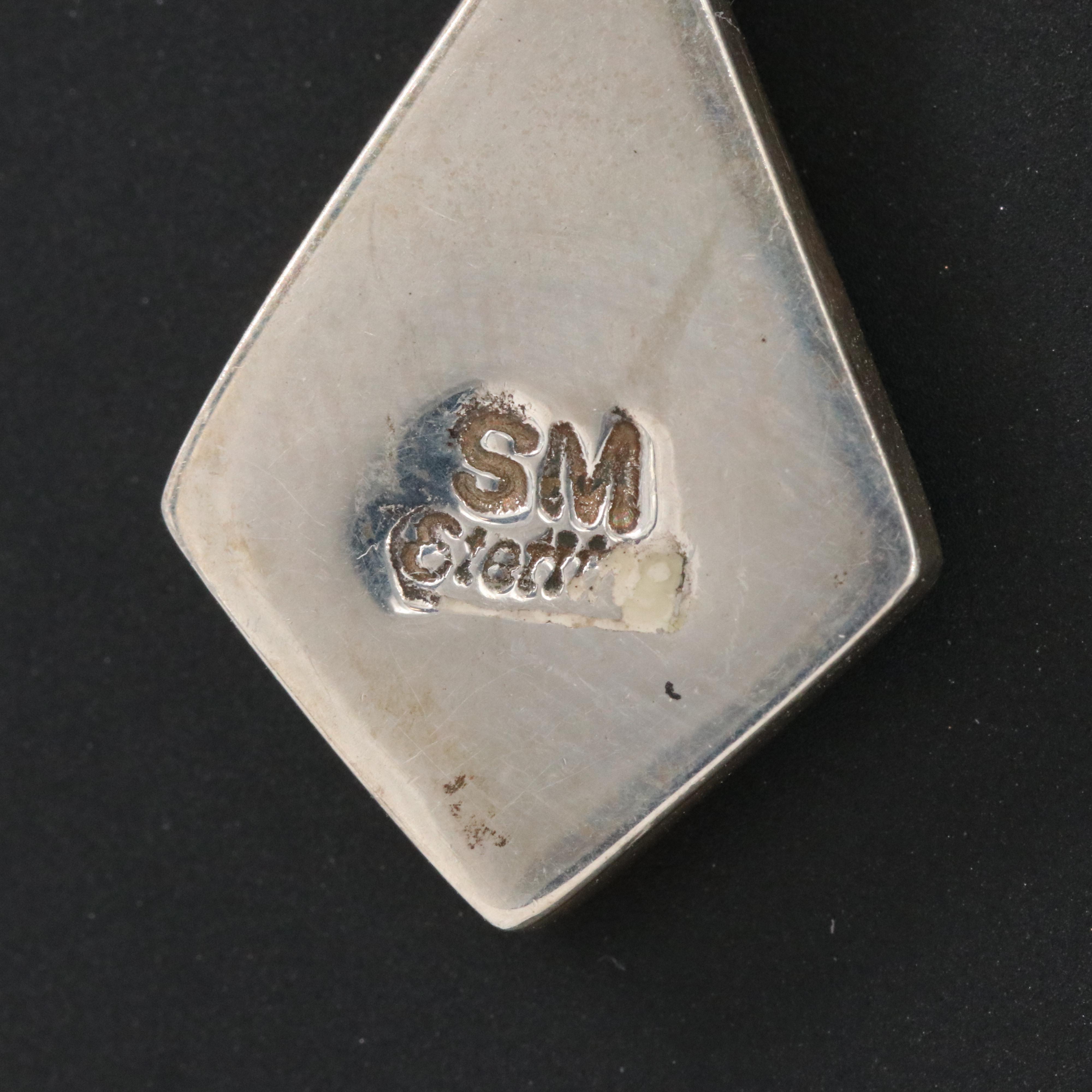 Sterling Inlay Pendant Including Spiny Oyster, Coral and Lapis Lazuli