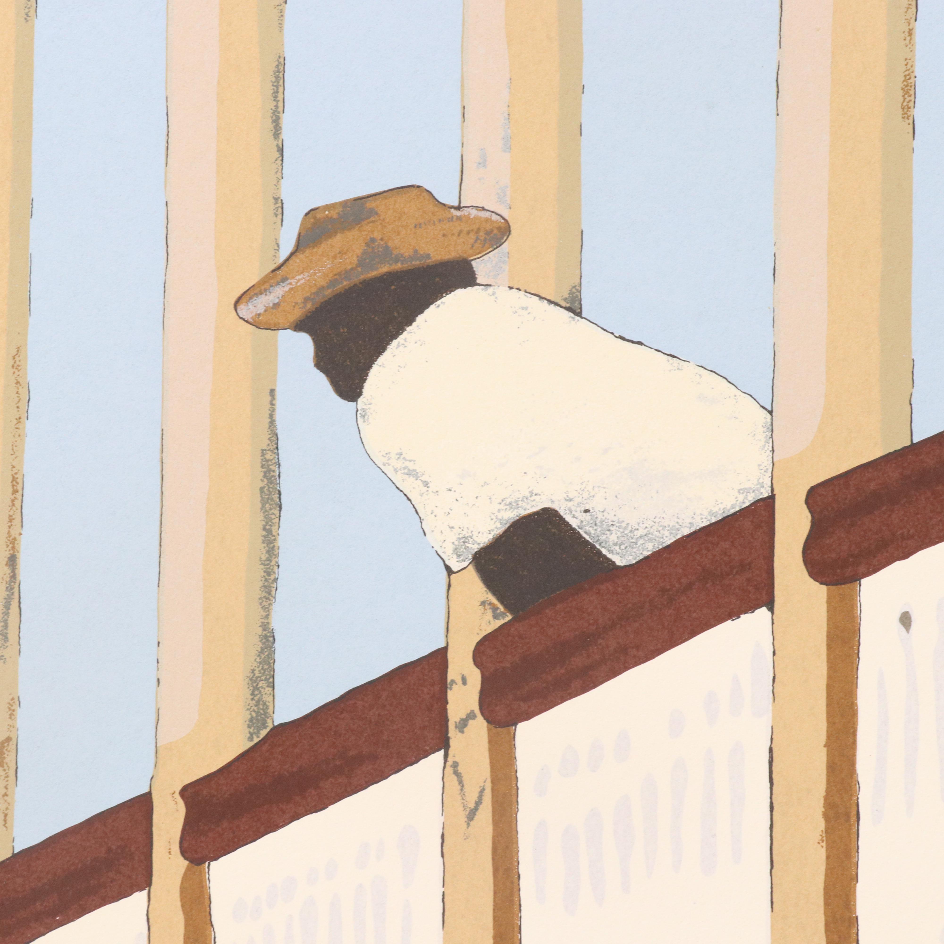 Robert Lider Lithograph of Balcony Scene, Circa 1980