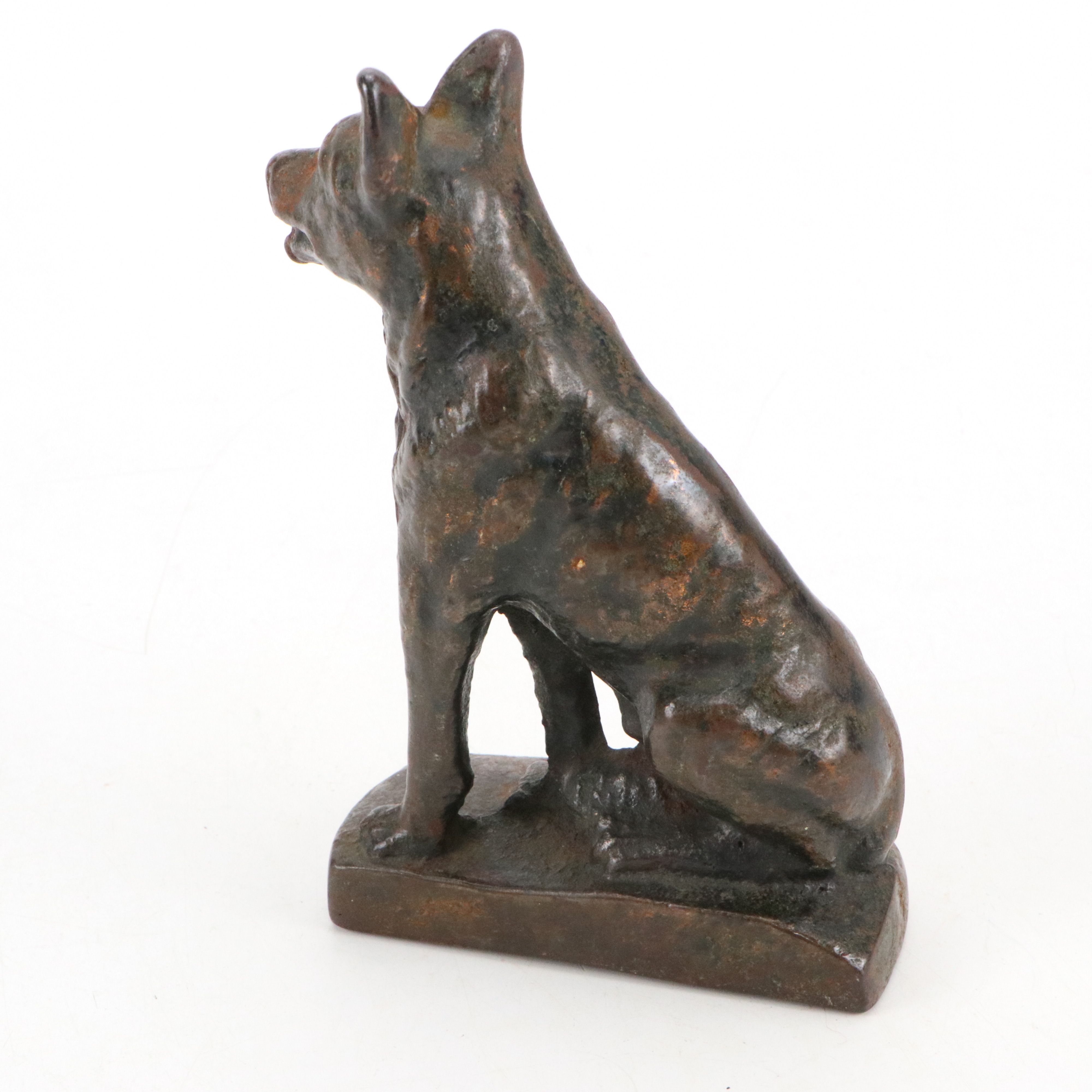 Art Deco Style Cast Metal German Sheppard Doorstop, Early 20th Century