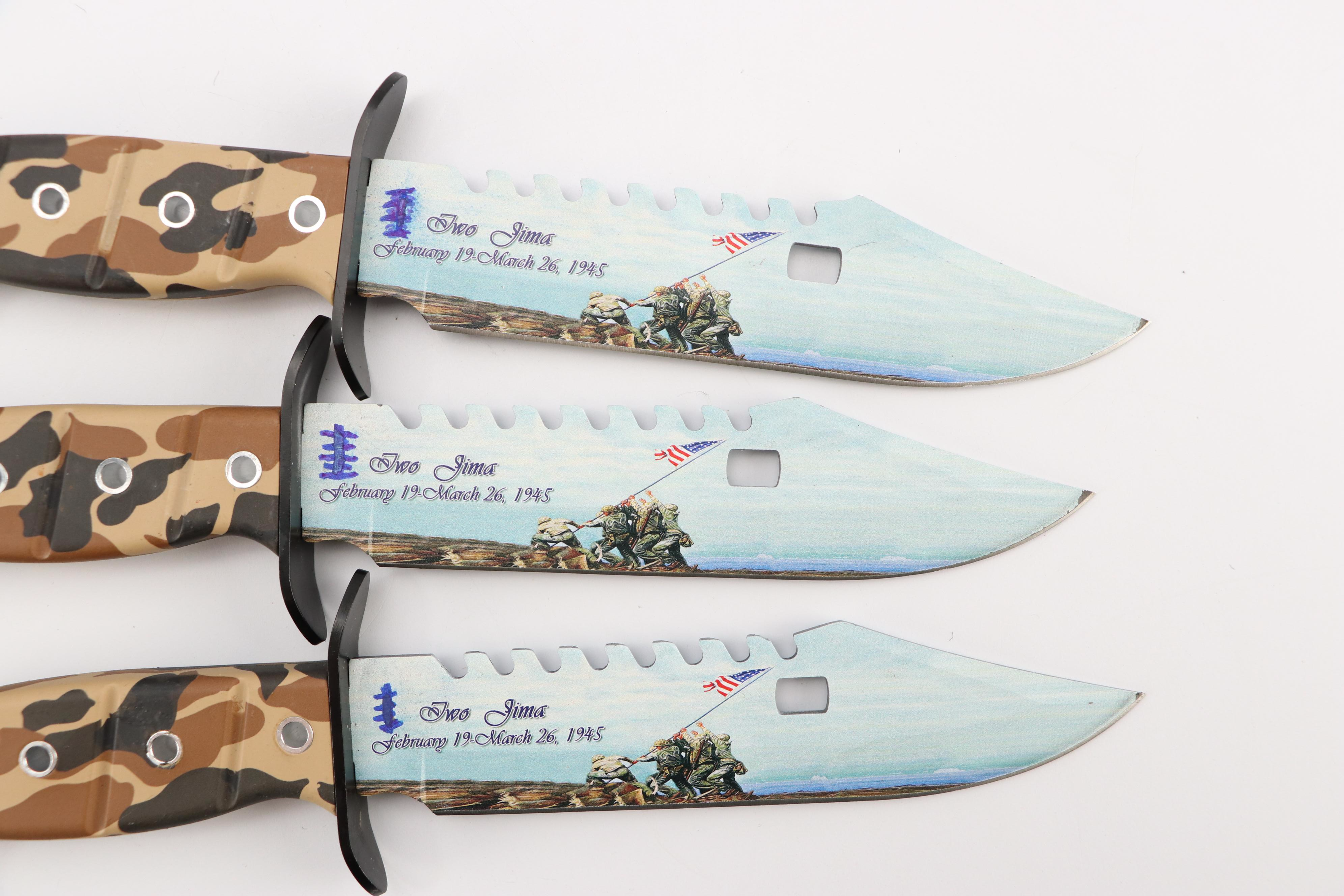 Frost Cutlery Iwo Jima Commemorative Fixed Blade Knives in Scabbards